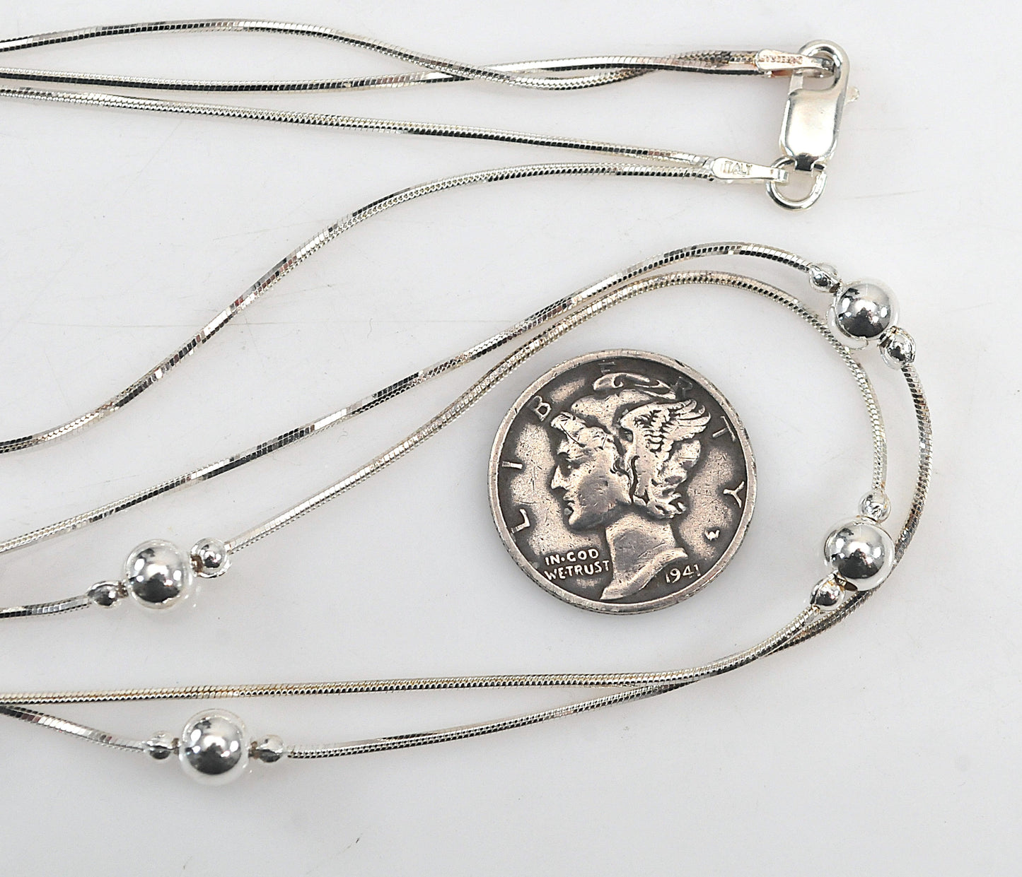 Danecraft Sterling Silver Ball Station Necklace