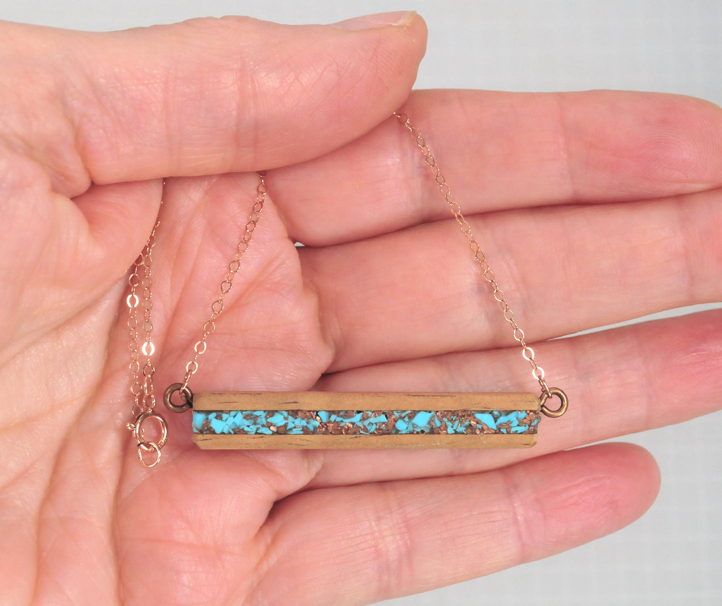 Gold Filled Wood Bar Necklace