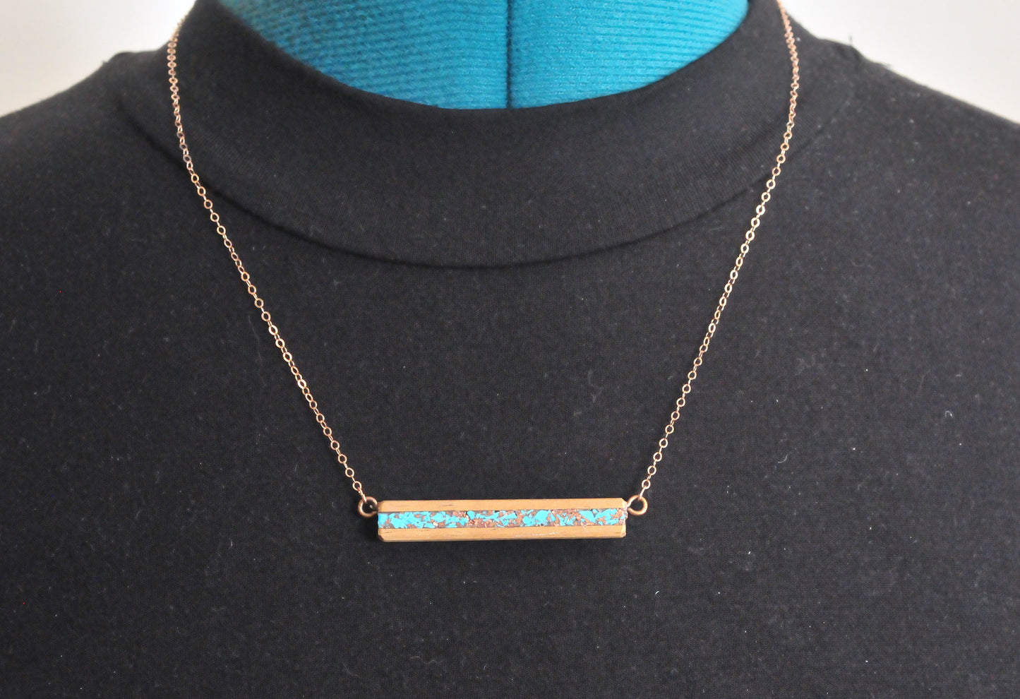 Gold Filled Wood Bar Necklace