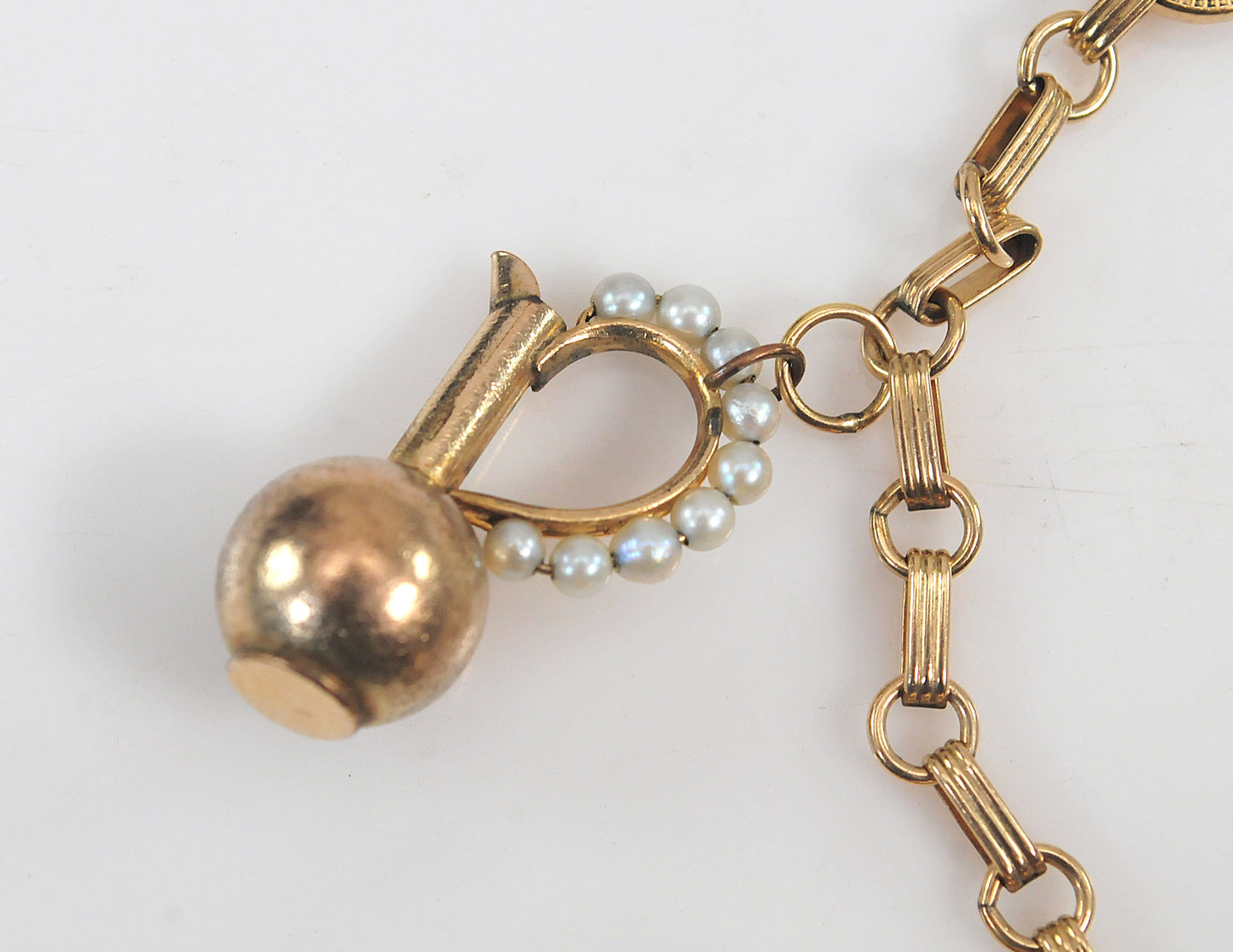 Vintage Gold Filled Double Charm Bracelet