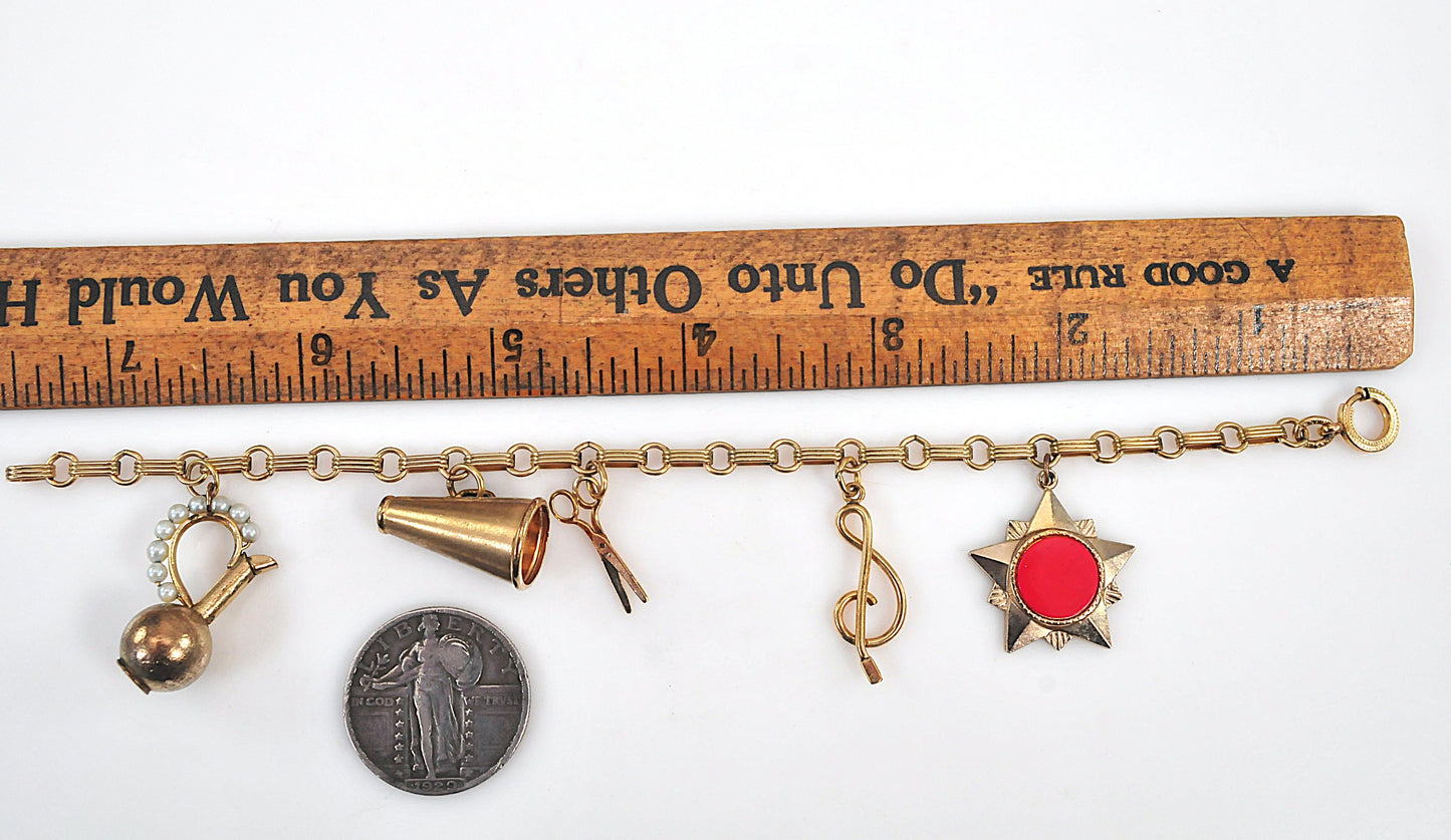 Vintage Gold Filled Double Charm Bracelet