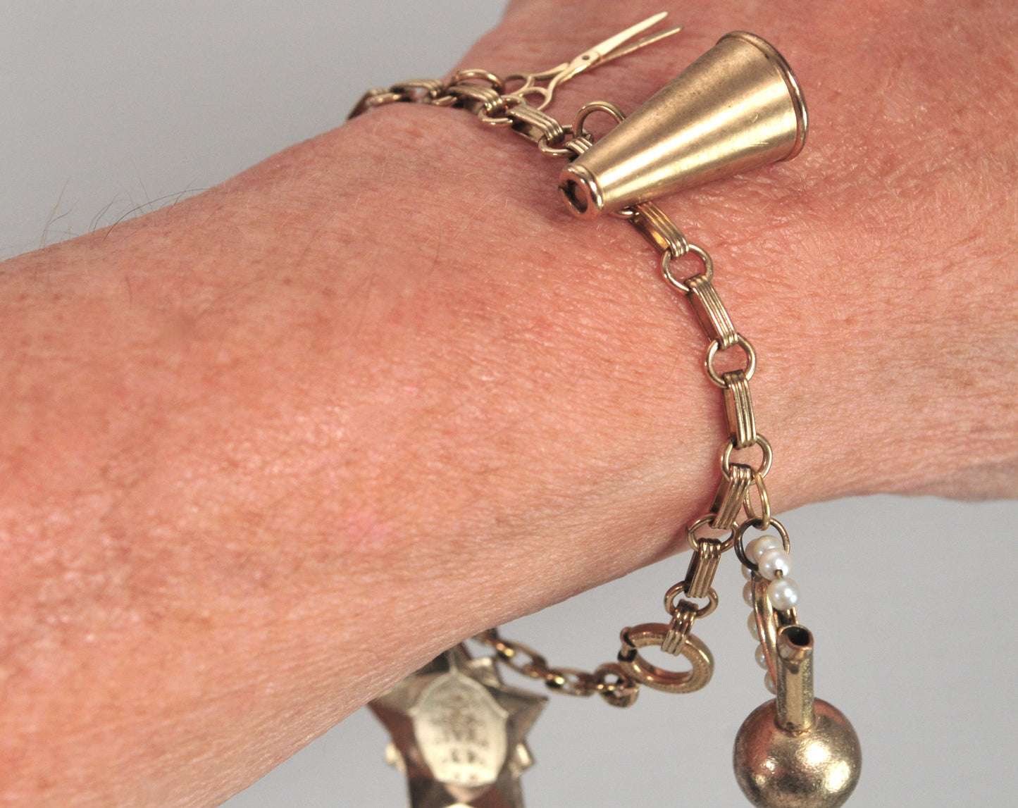 Vintage Gold Filled Double Charm Bracelet