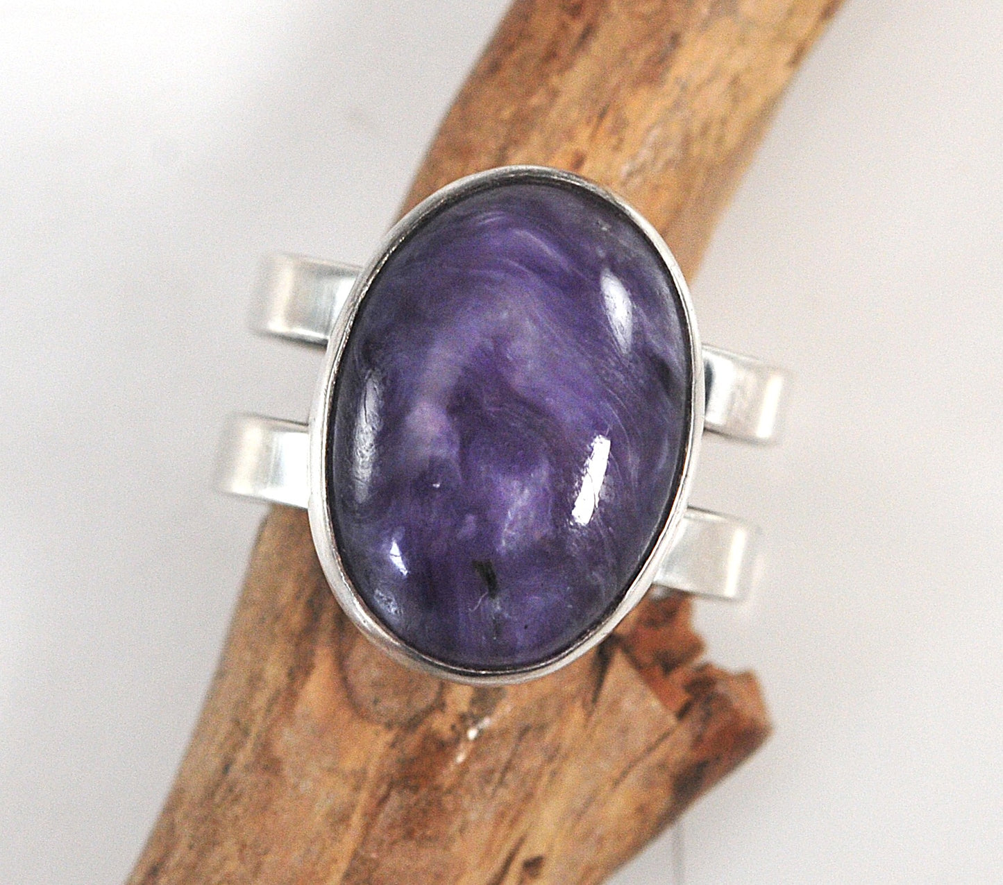 Handmade 950 Sterling Silver Charoite Ring