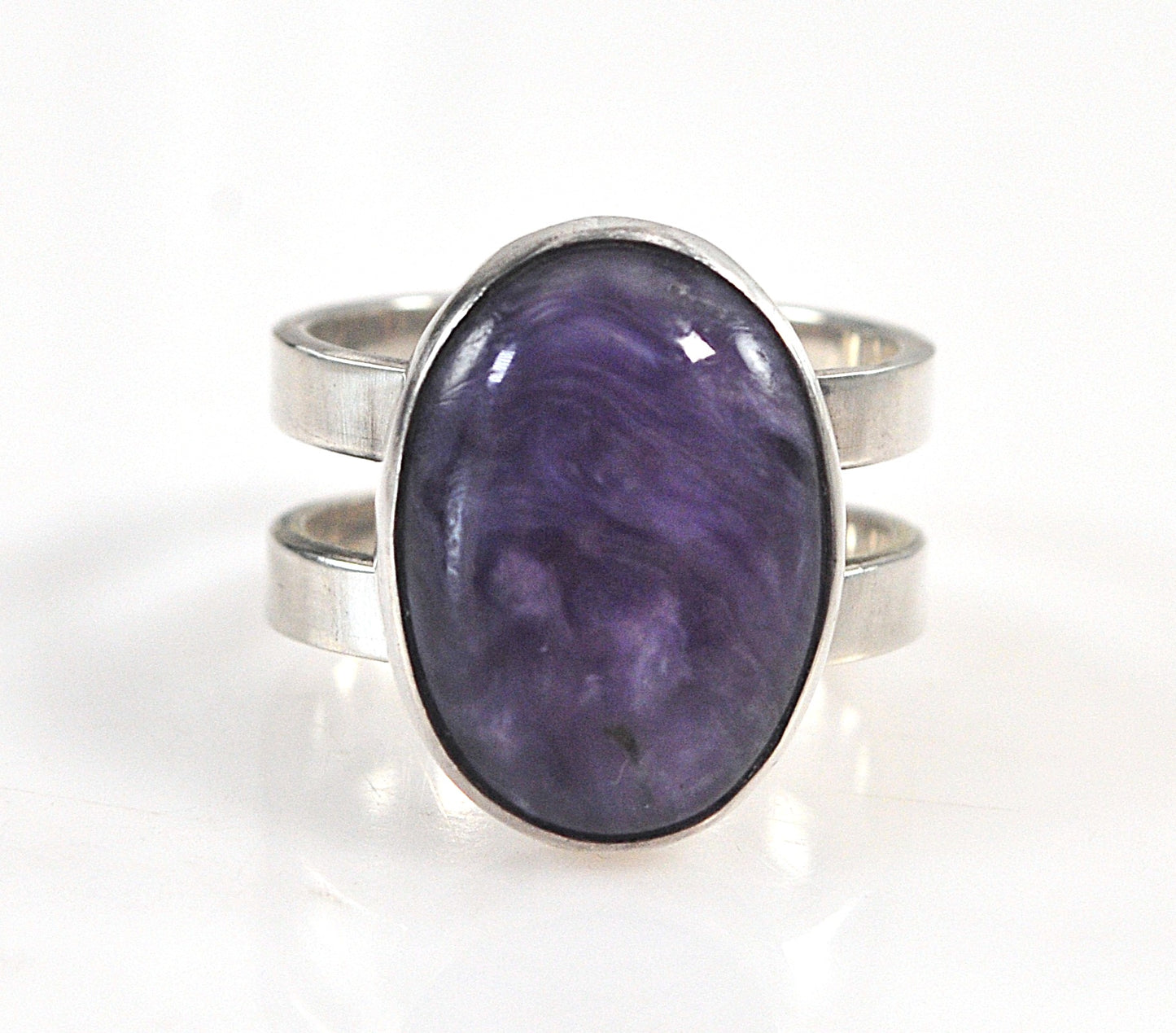 Handmade 950 Sterling Silver Charoite Ring