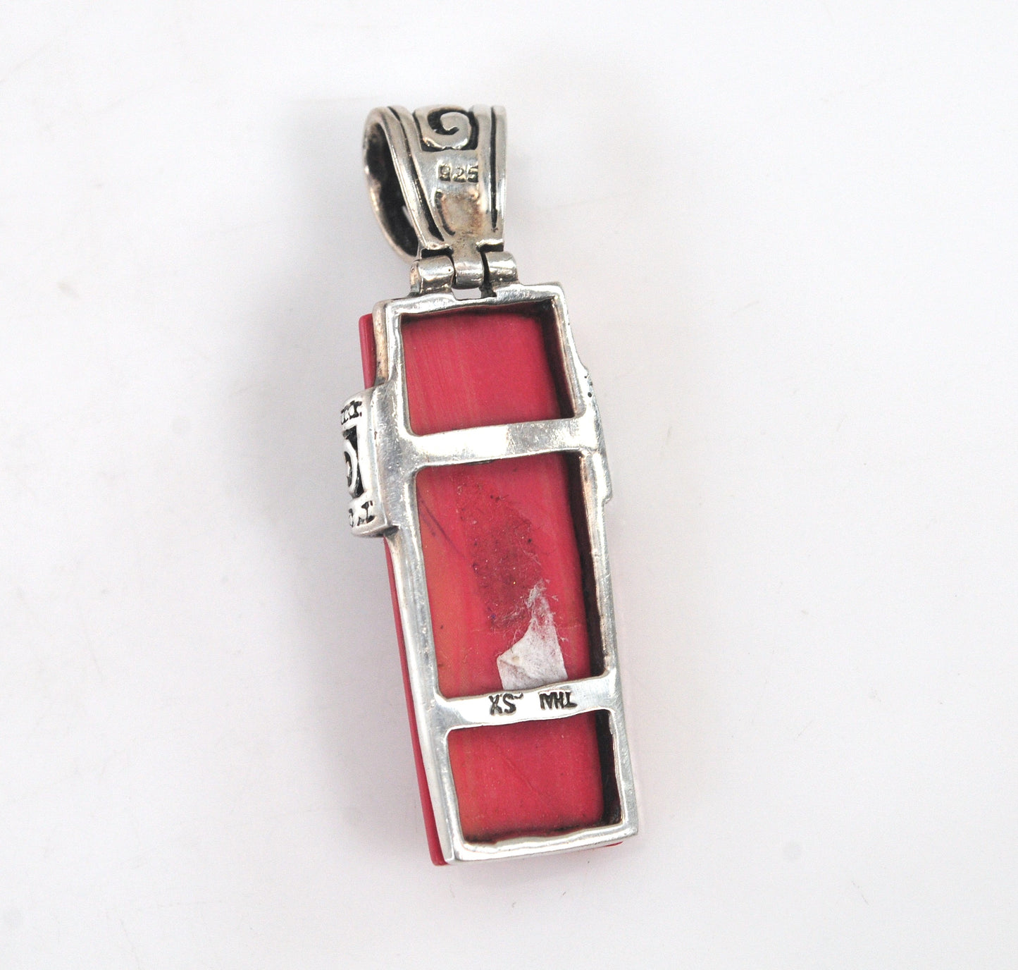 Signed Sterling Silver Red Sun Pendant