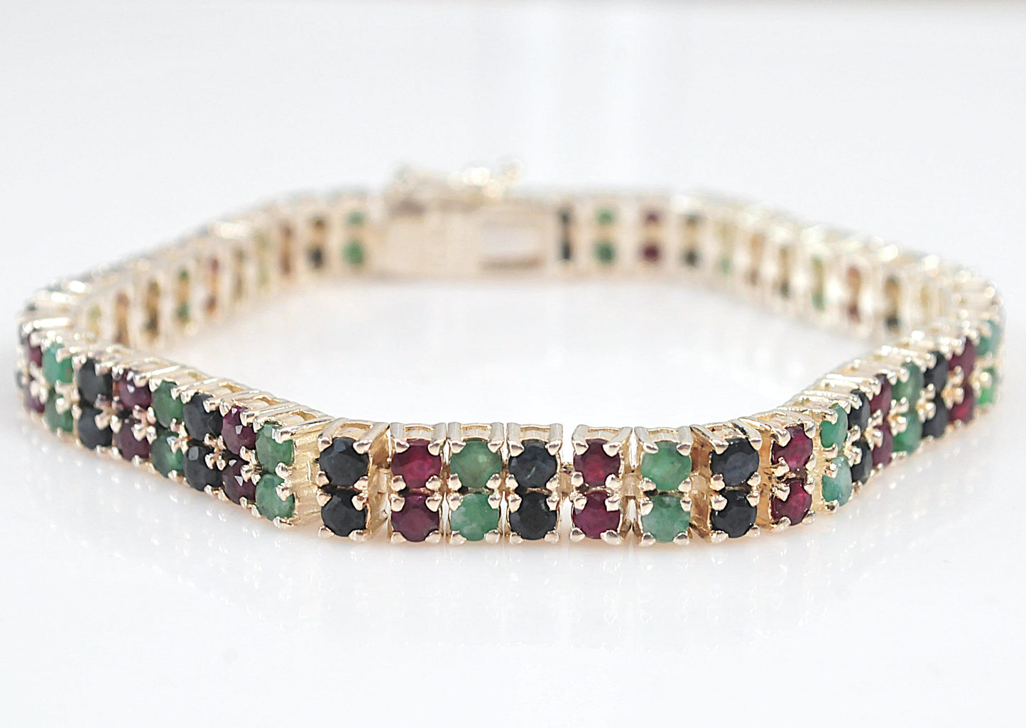 Designer Sterling Silver Emerald Ruby Sapphire