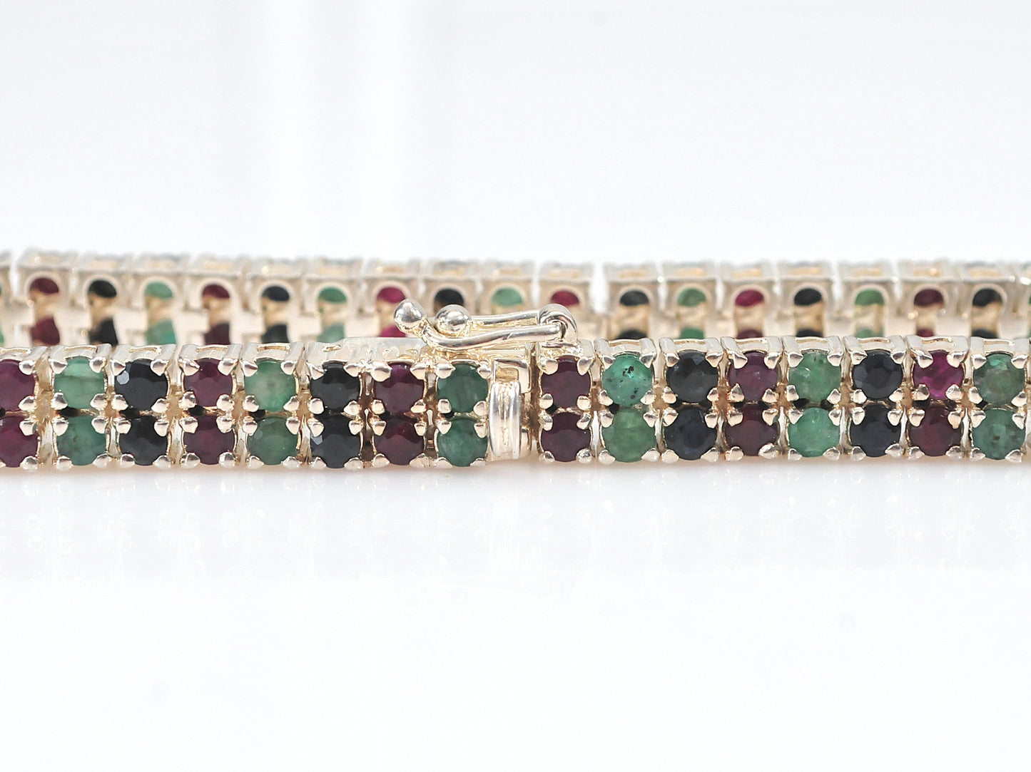 Designer Sterling Silver Emerald Ruby Sapphire