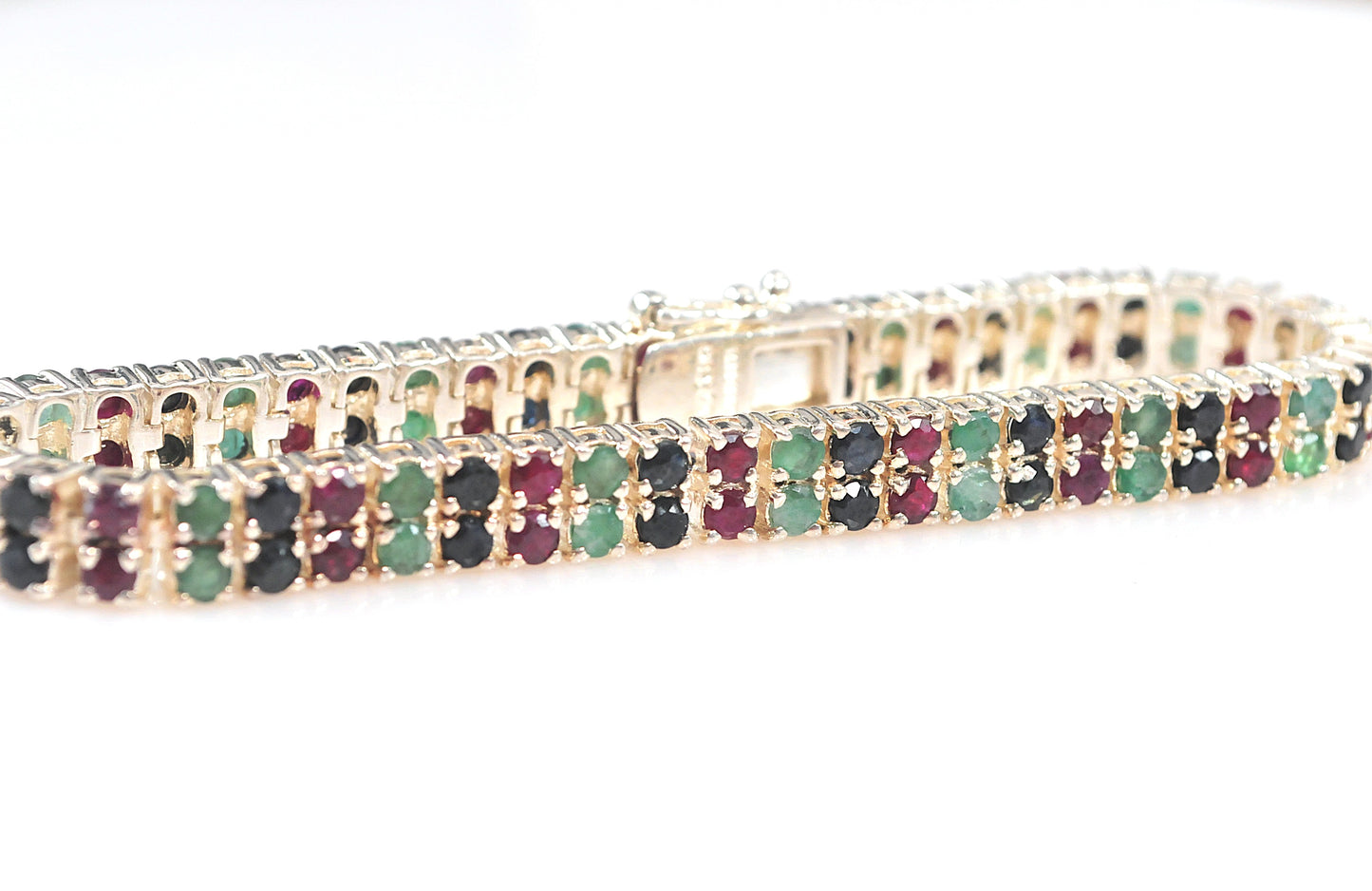Designer Sterling Silver Emerald Ruby Sapphire