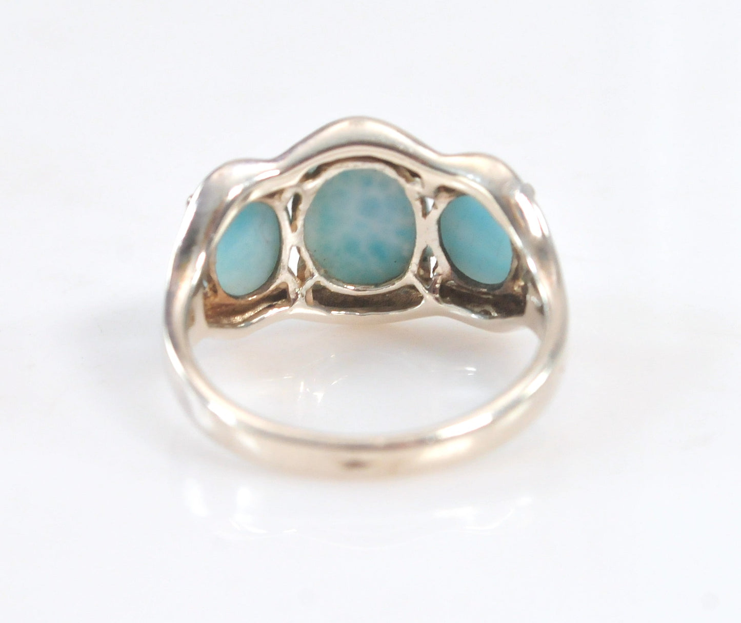 Signed Sterling Silver Larimar Ring