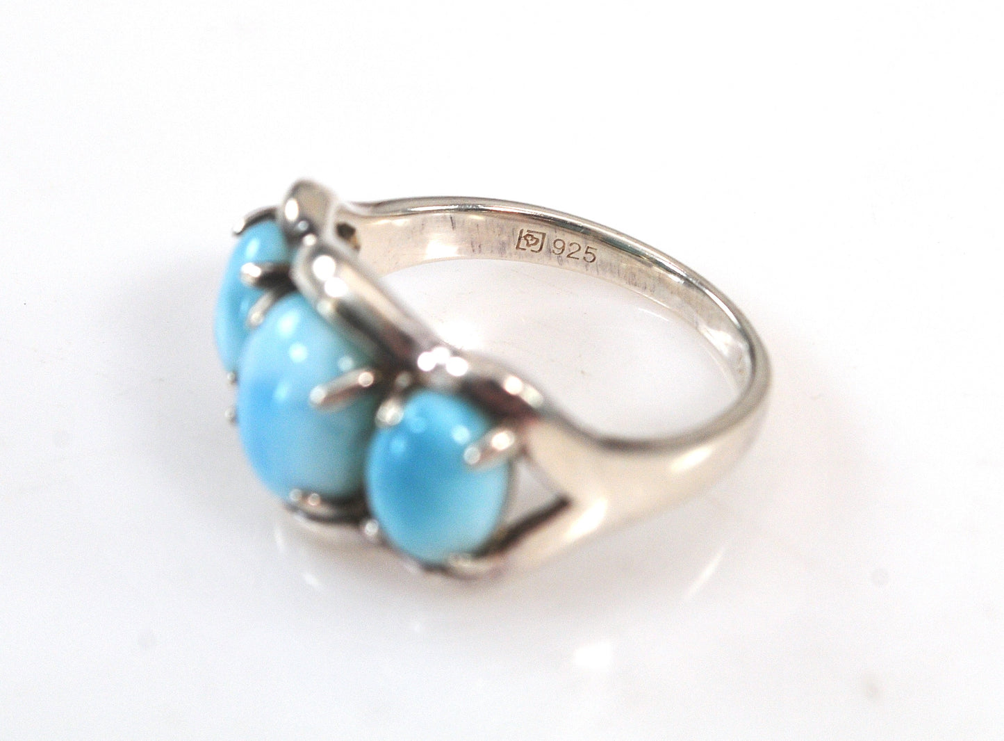 Signed Sterling Silver Larimar Ring