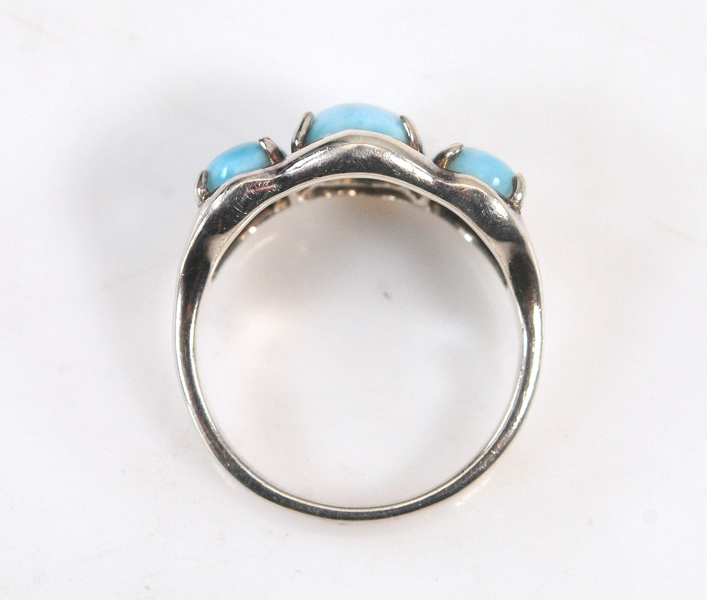 Signed Sterling Silver Larimar Ring