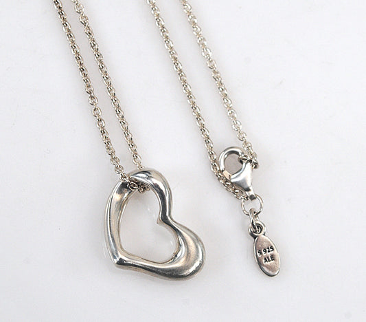 Sterling Silver Open Heart Pendant Necklace