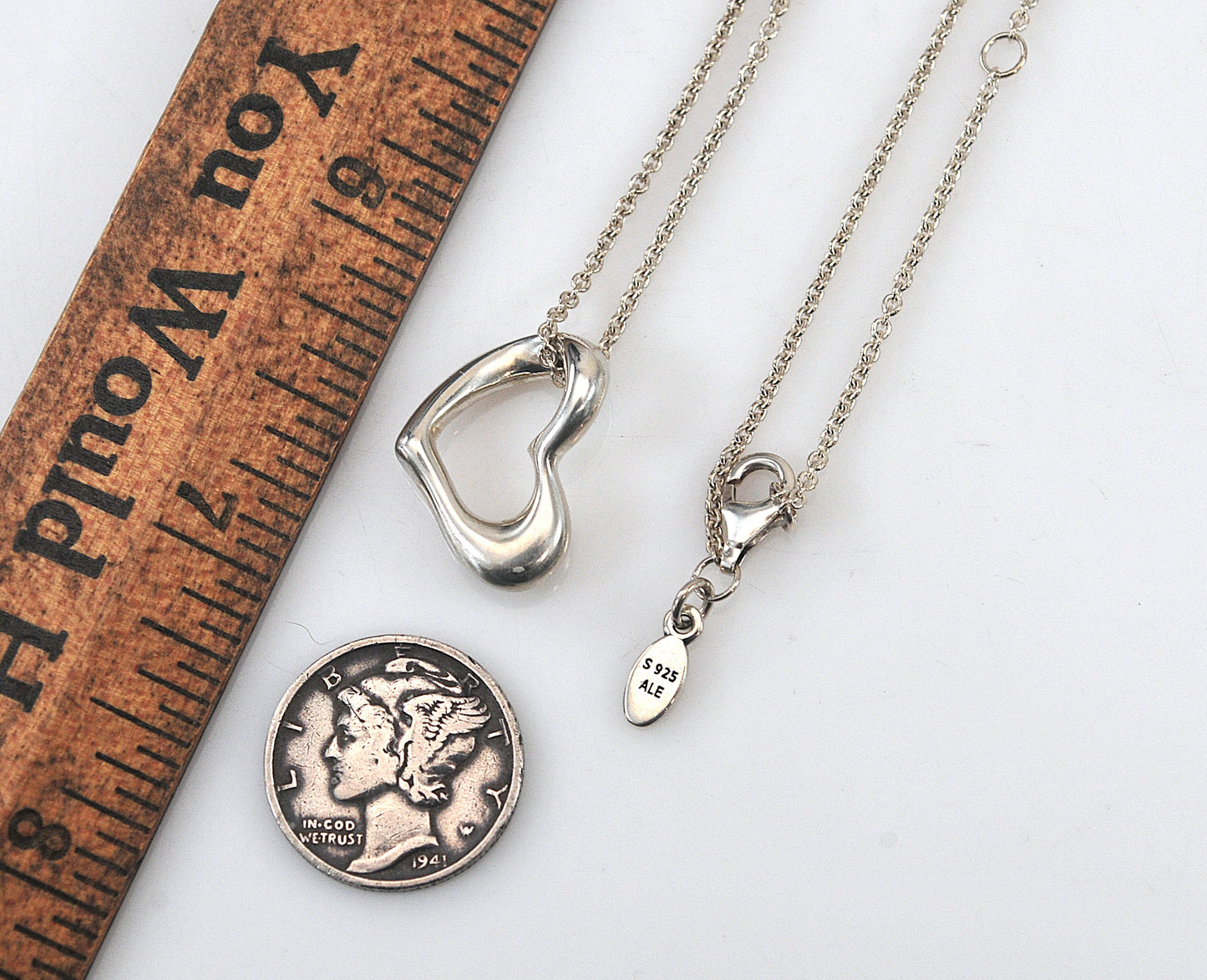 Sterling Silver Open Heart Pendant Necklace