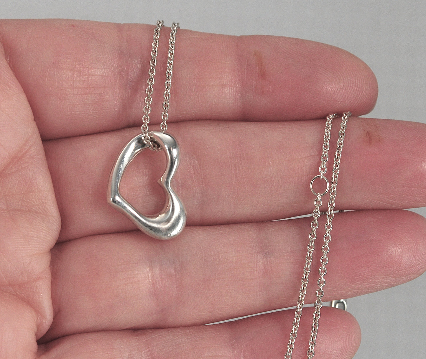 Sterling Silver Open Heart Pendant Necklace