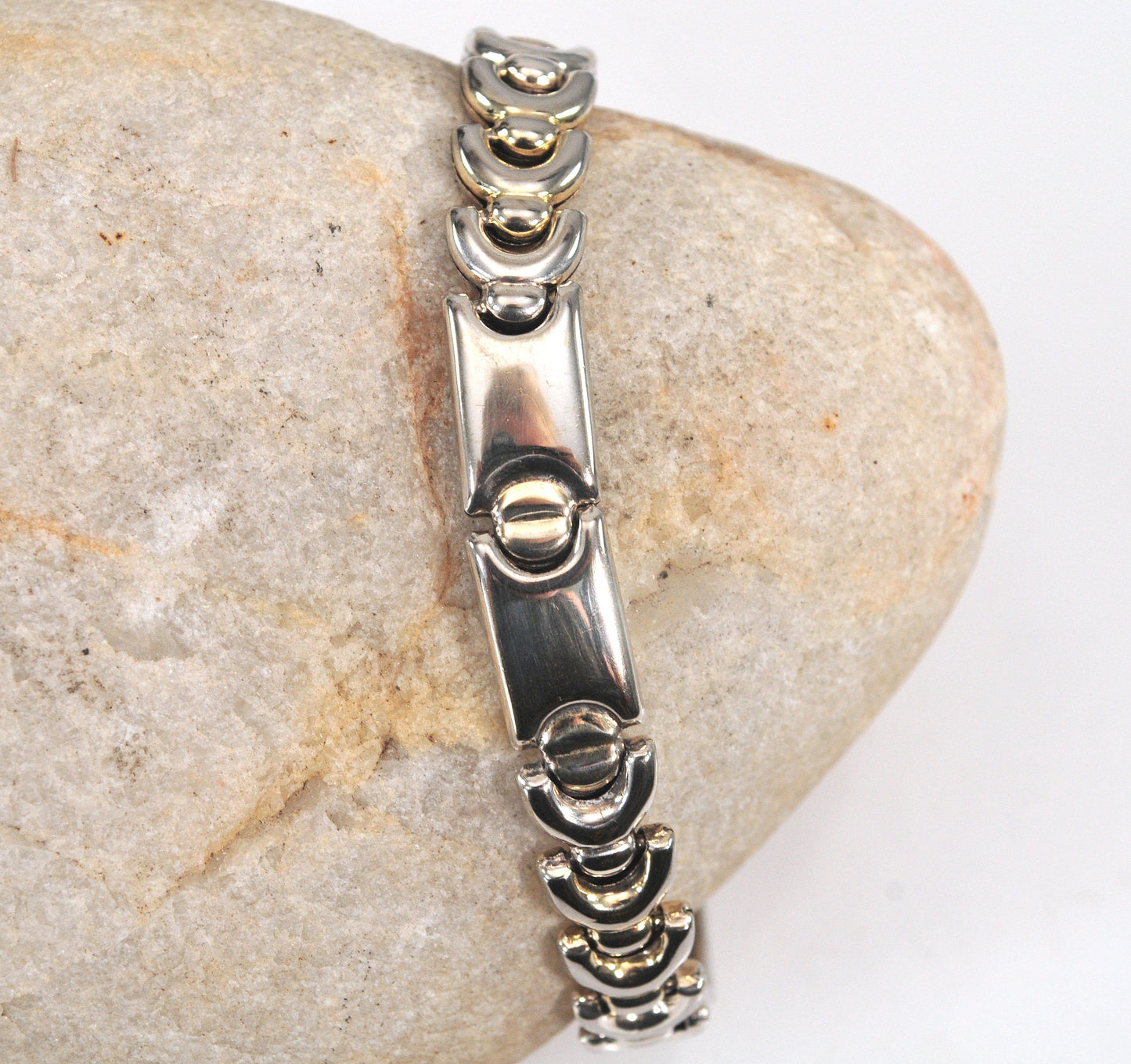 925 Italy Geometric Hollow Link Bracelet