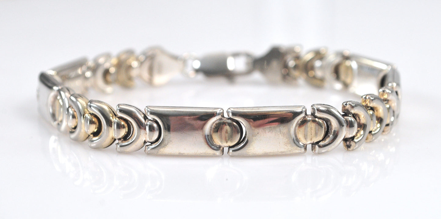 925 Italy Geometric Hollow Link Bracelet