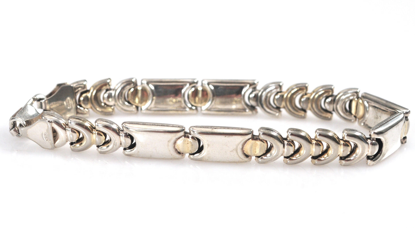 925 Italy Geometric Hollow Link Bracelet