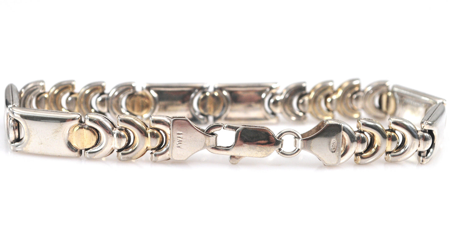 925 Italy Geometric Hollow Link Bracelet