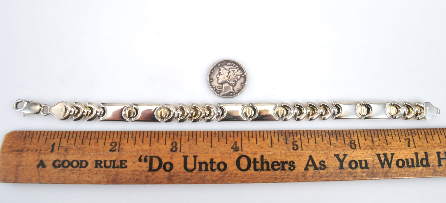 925 Italy Geometric Hollow Link Bracelet