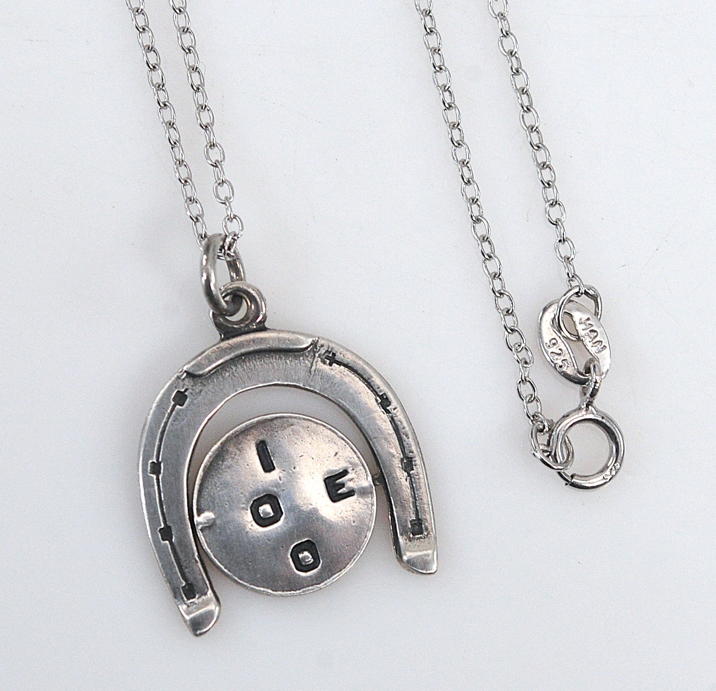 Old Mexico Sterling Silver Horseshoe I Love You Spinner Pendant Necklace
