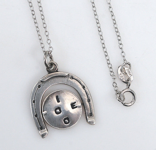Old Mexico Sterling Silver Horseshoe I Love You Spinner Pendant Necklace