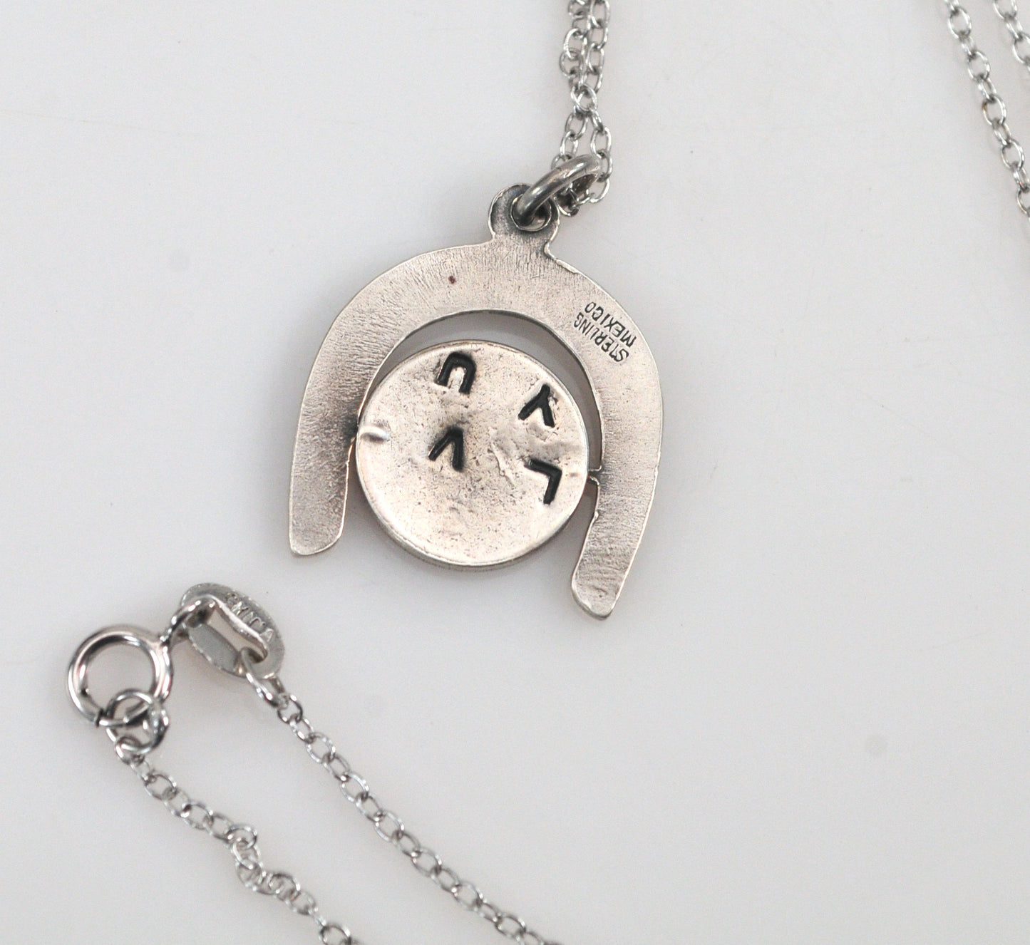 Old Mexico Sterling Silver Horseshoe I Love You Spinner Pendant Necklace