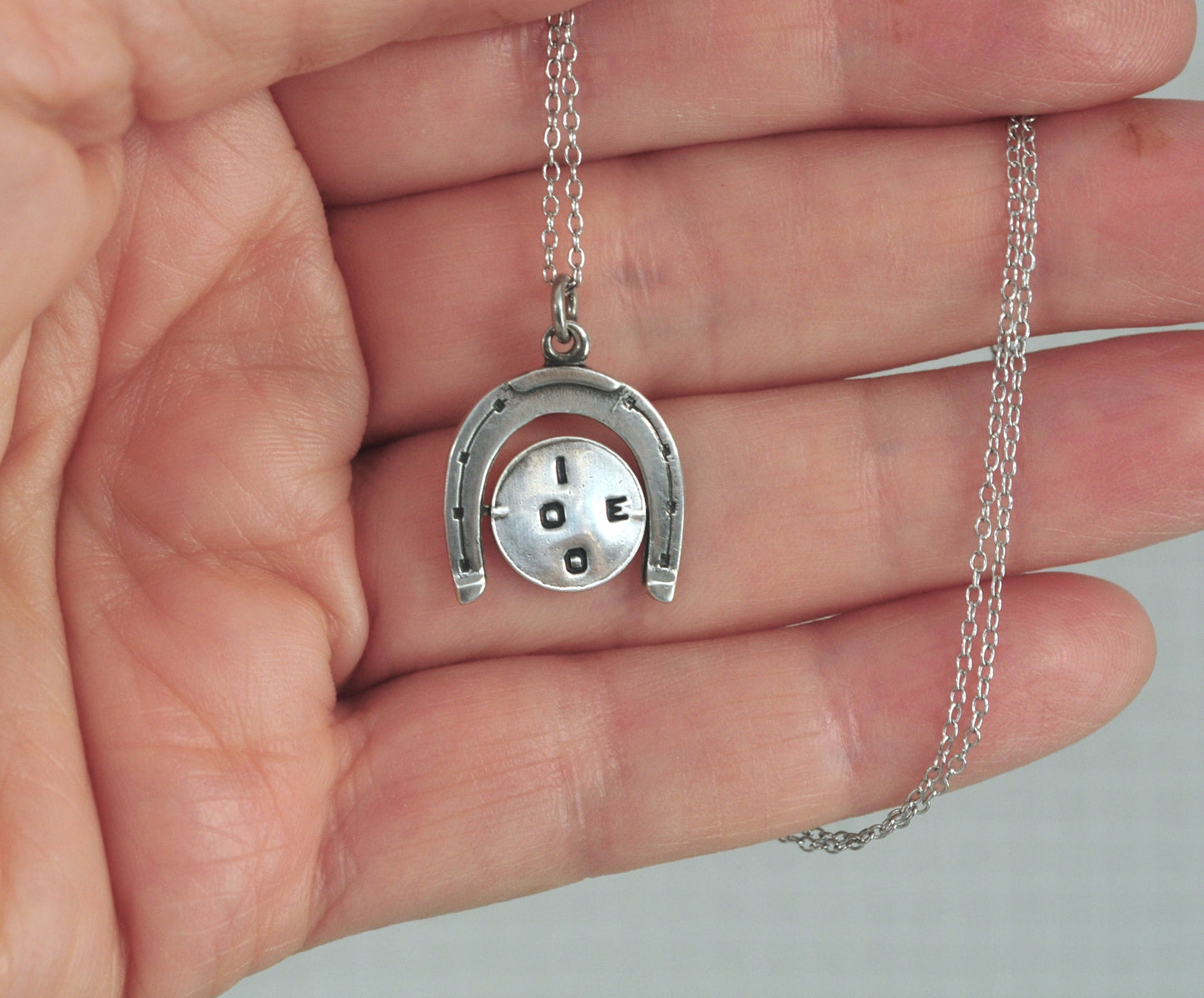 Old Mexico Sterling Silver Horseshoe I Love You Spinner Pendant Necklace