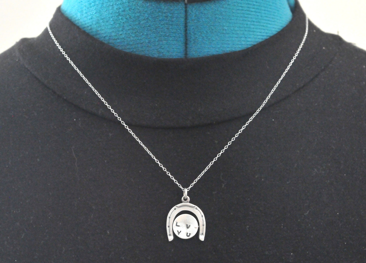 Old Mexico Sterling Silver Horseshoe I Love You Spinner Pendant Necklace