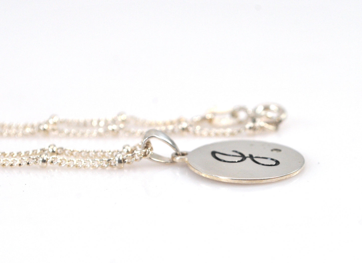 Sterling Silver "J" Initial Diamond Pendant Necklace