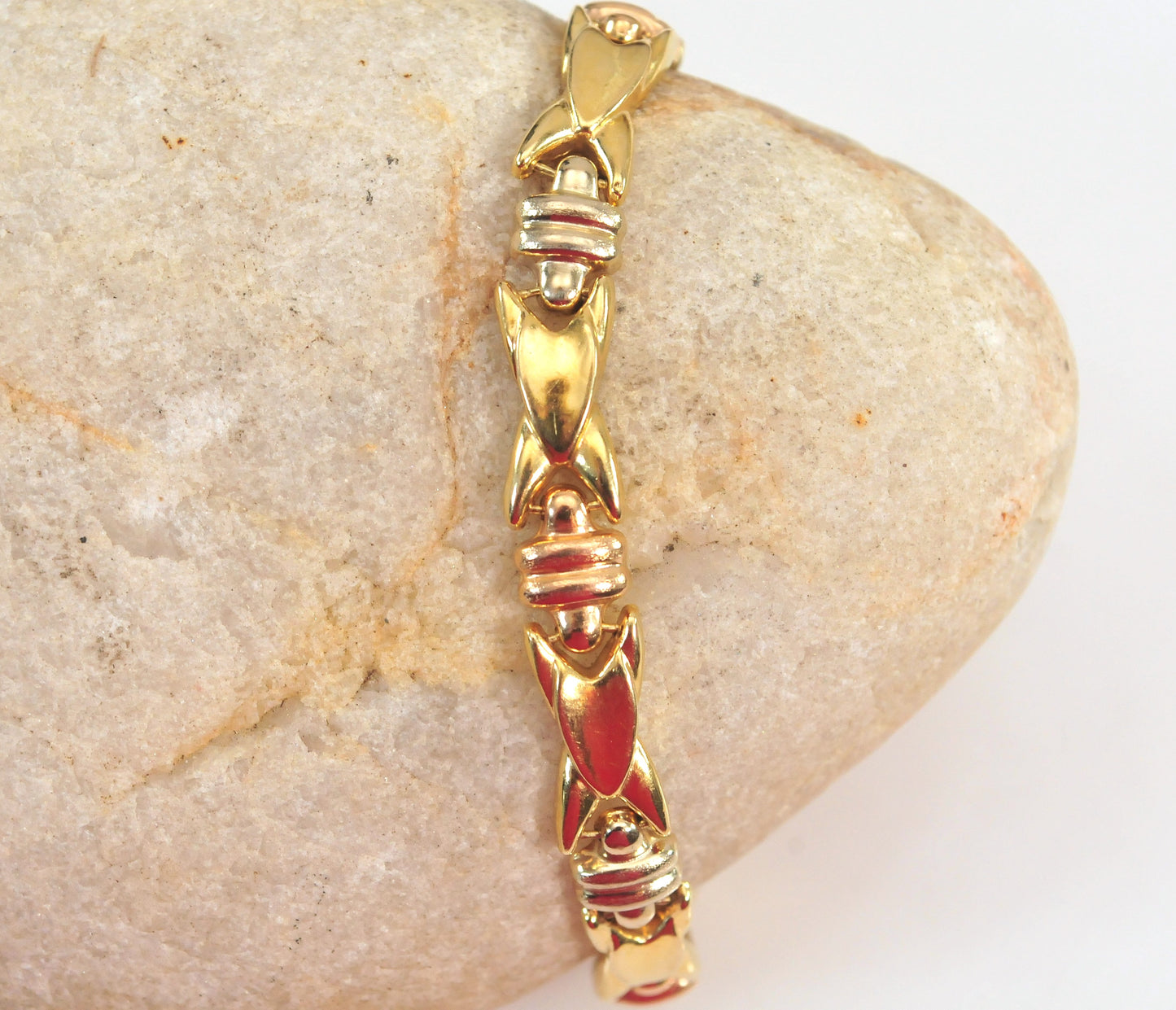 Designer 14K Gold Puffed Link Bracelet