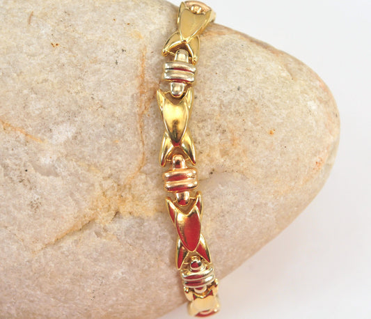 Designer 14K Gold Puffed Link Bracelet