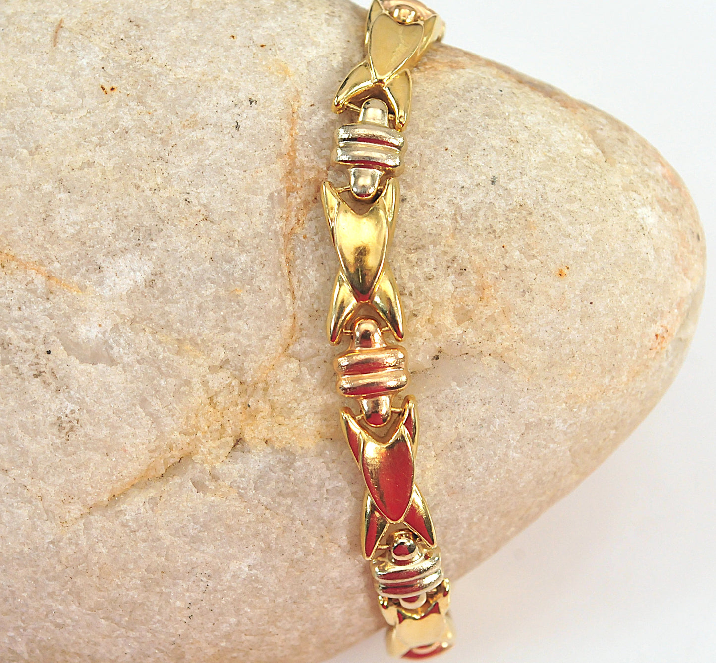 Designer 14K Gold Puffed Link Bracelet