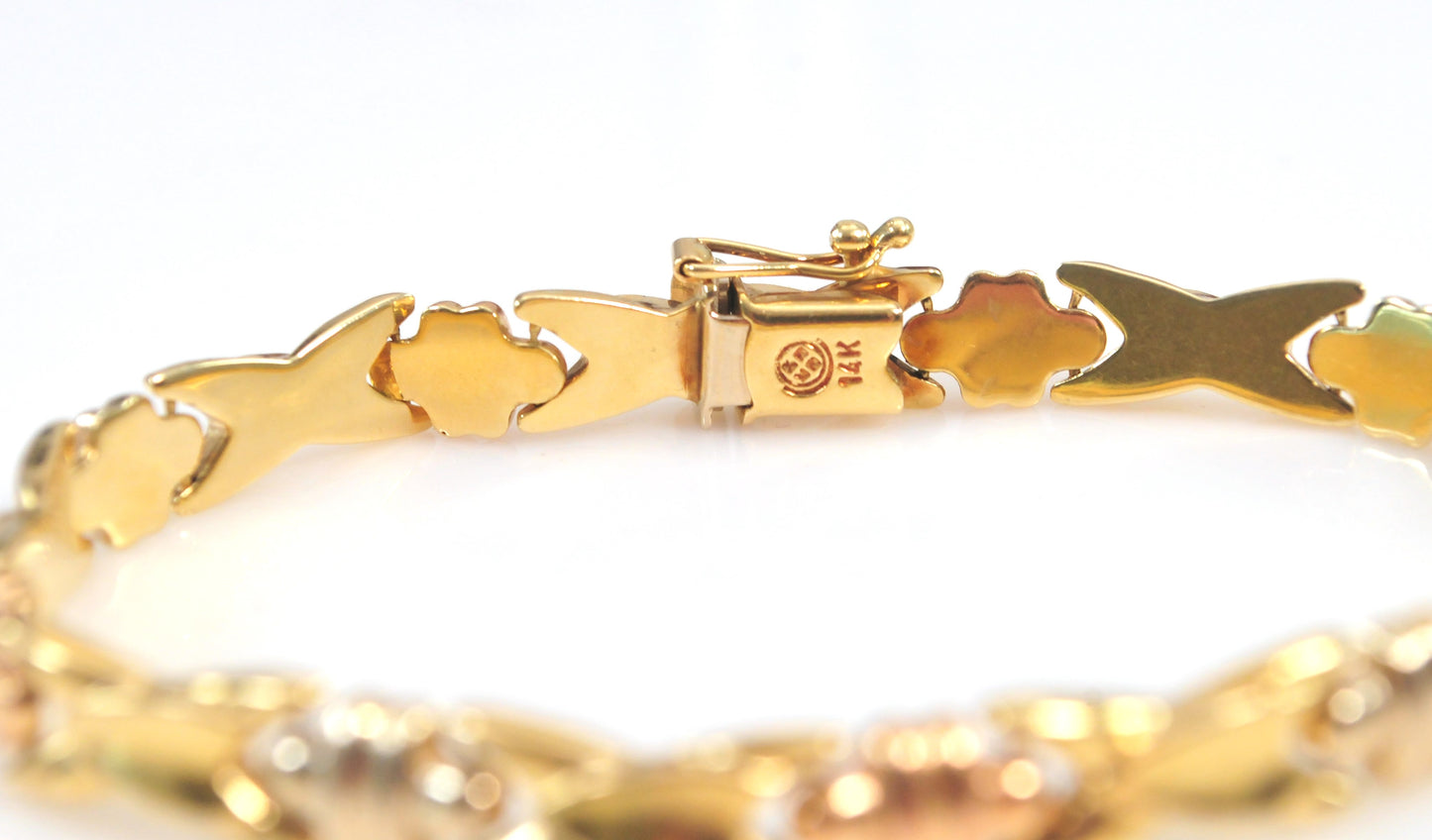 Designer 14K Gold Puffed Link Bracelet