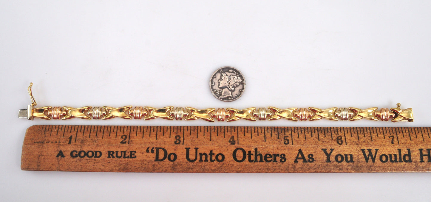 Designer 14K Gold Puffed Link Bracelet