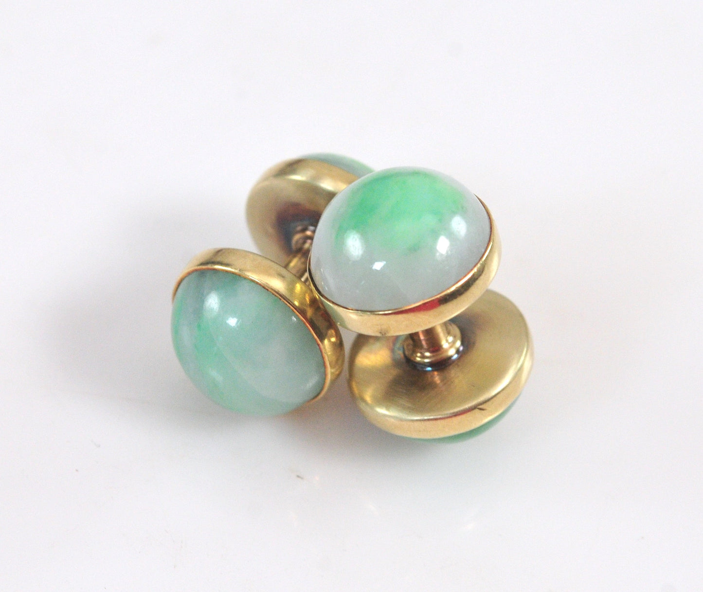 Vintage Estate Sansbury & Nellis 14K Gold Jade Cuff Links