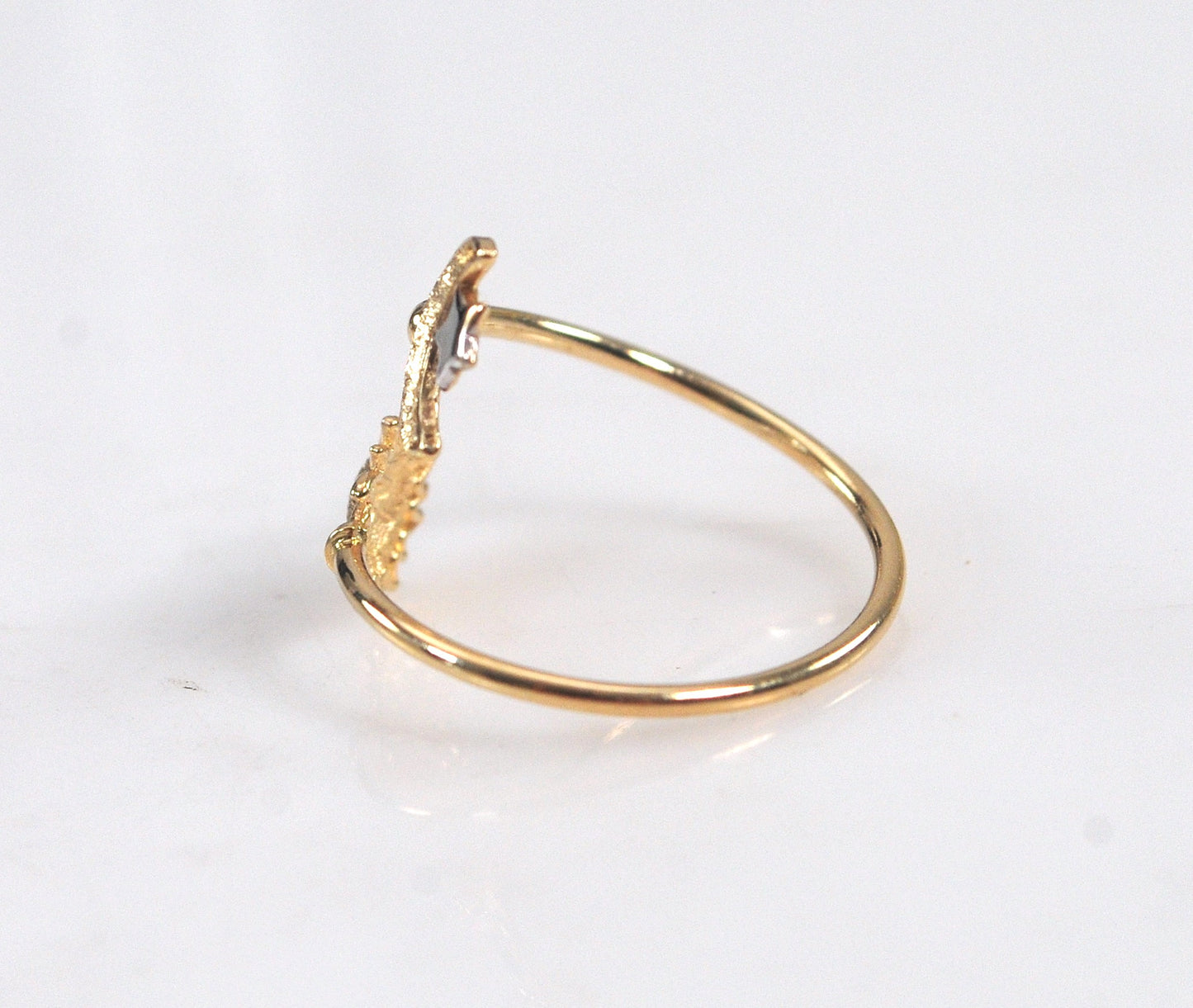 14K Gold Moon Star Sun Bypass Ring