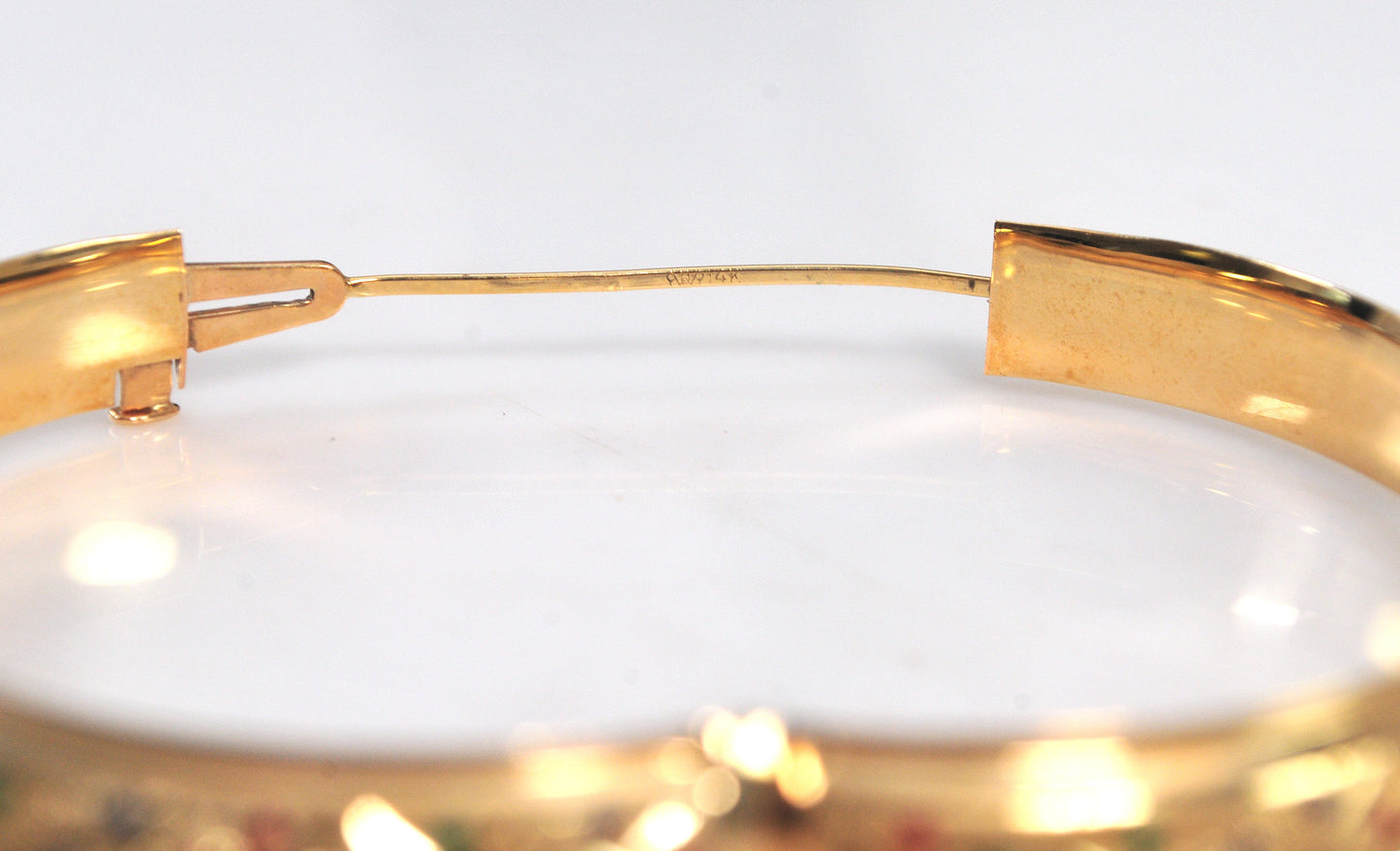 Estate 14K Gold Enamel Dot Bangle Bracelet