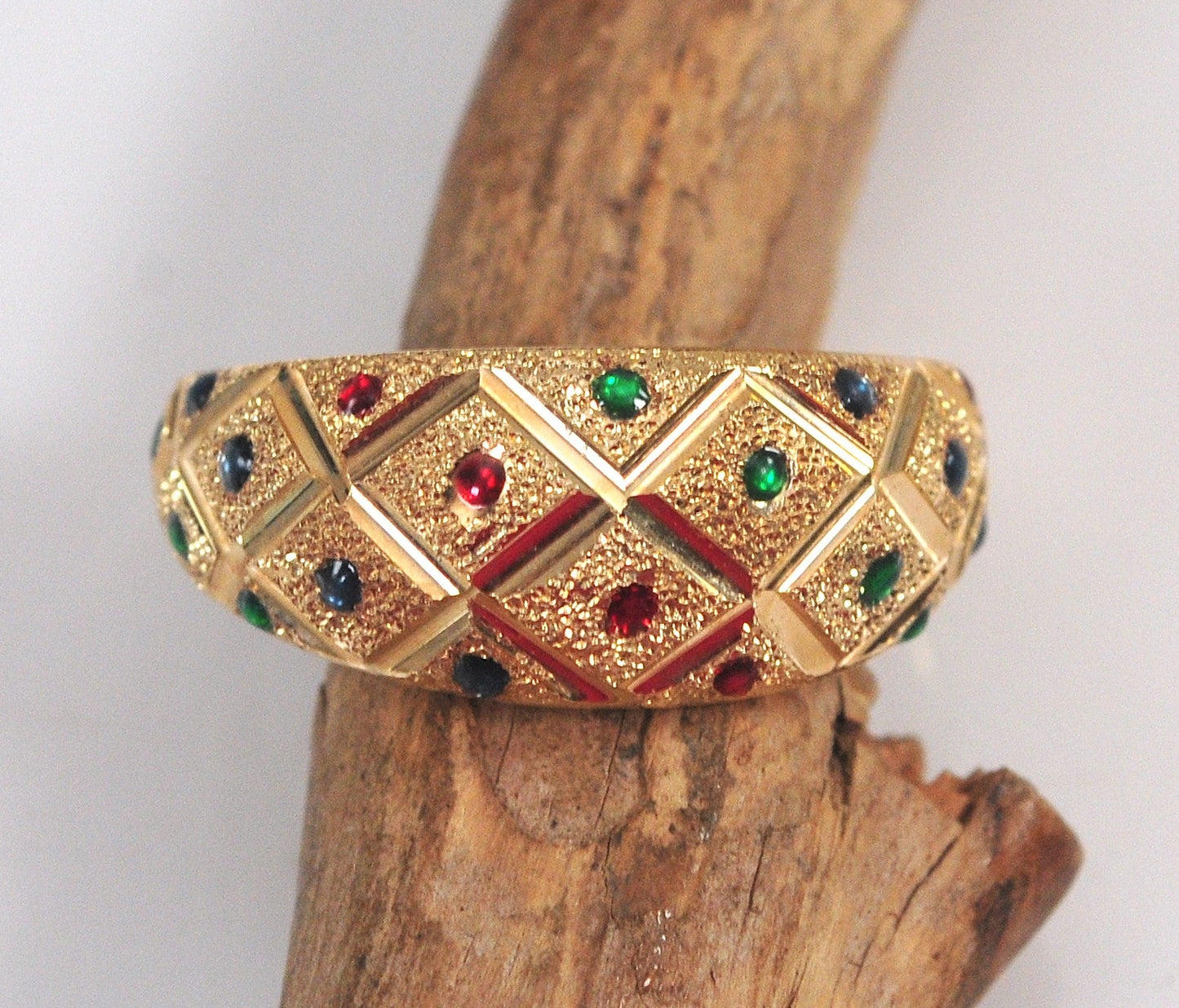 Estate 14K Gold Enamel Dot Ring