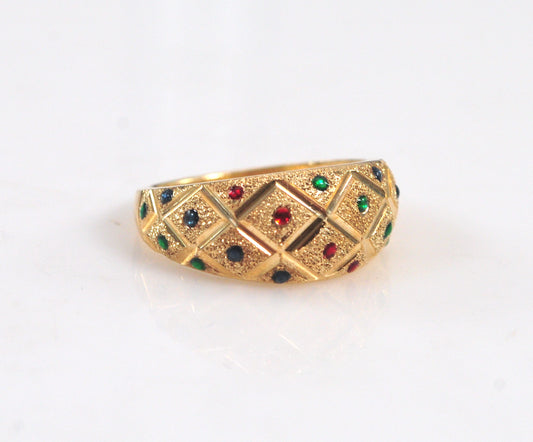 Estate 14K Gold Enamel Dot Ring