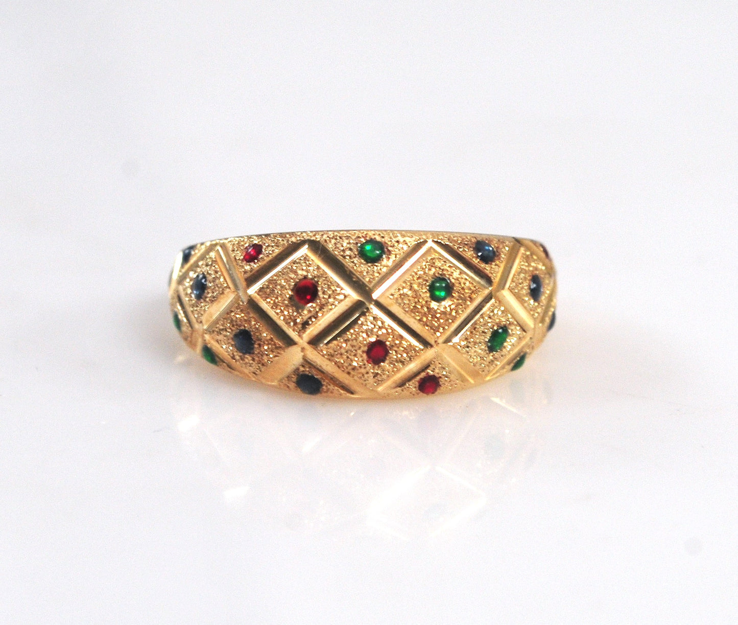 Estate 14K Gold Enamel Dot Ring