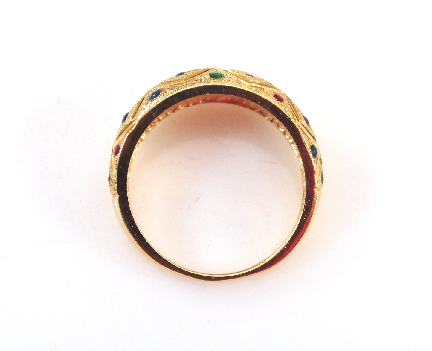Estate 14K Gold Enamel Dot Ring