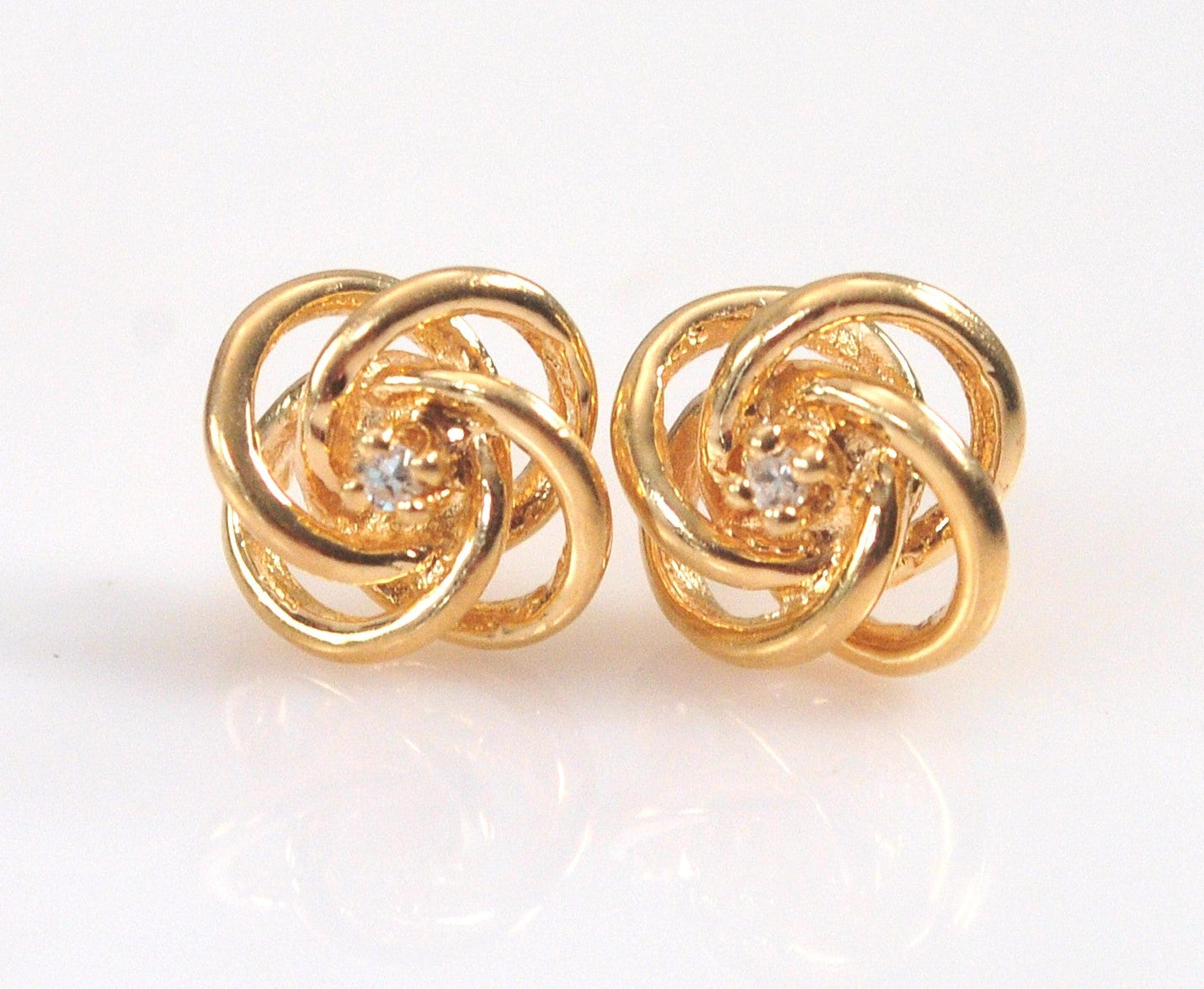 14K Gold Diamond Knot Stud Earrings