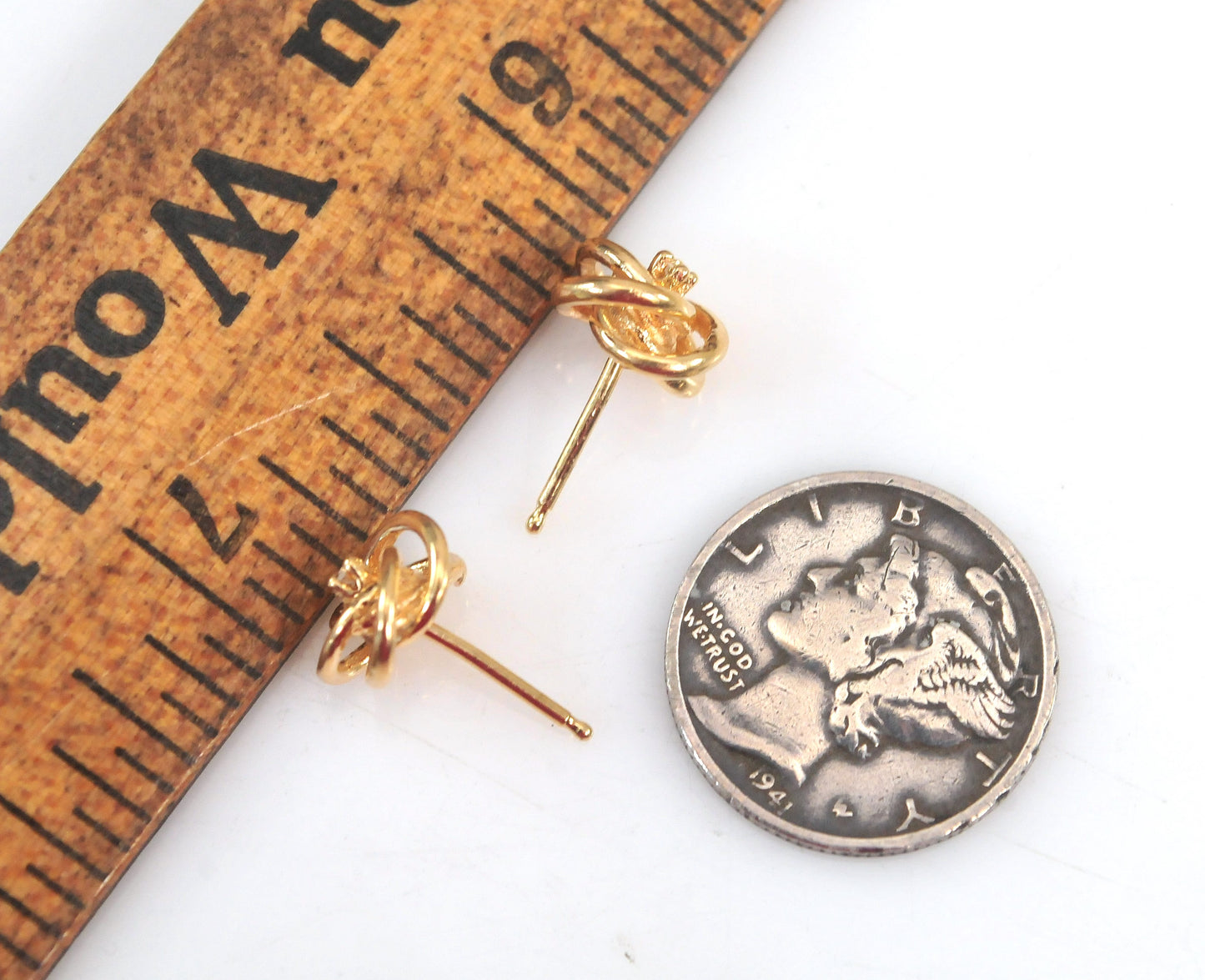 14K Gold Diamond Knot Stud Earrings