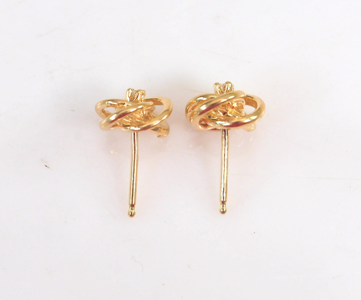 14K Gold Diamond Knot Stud Earrings
