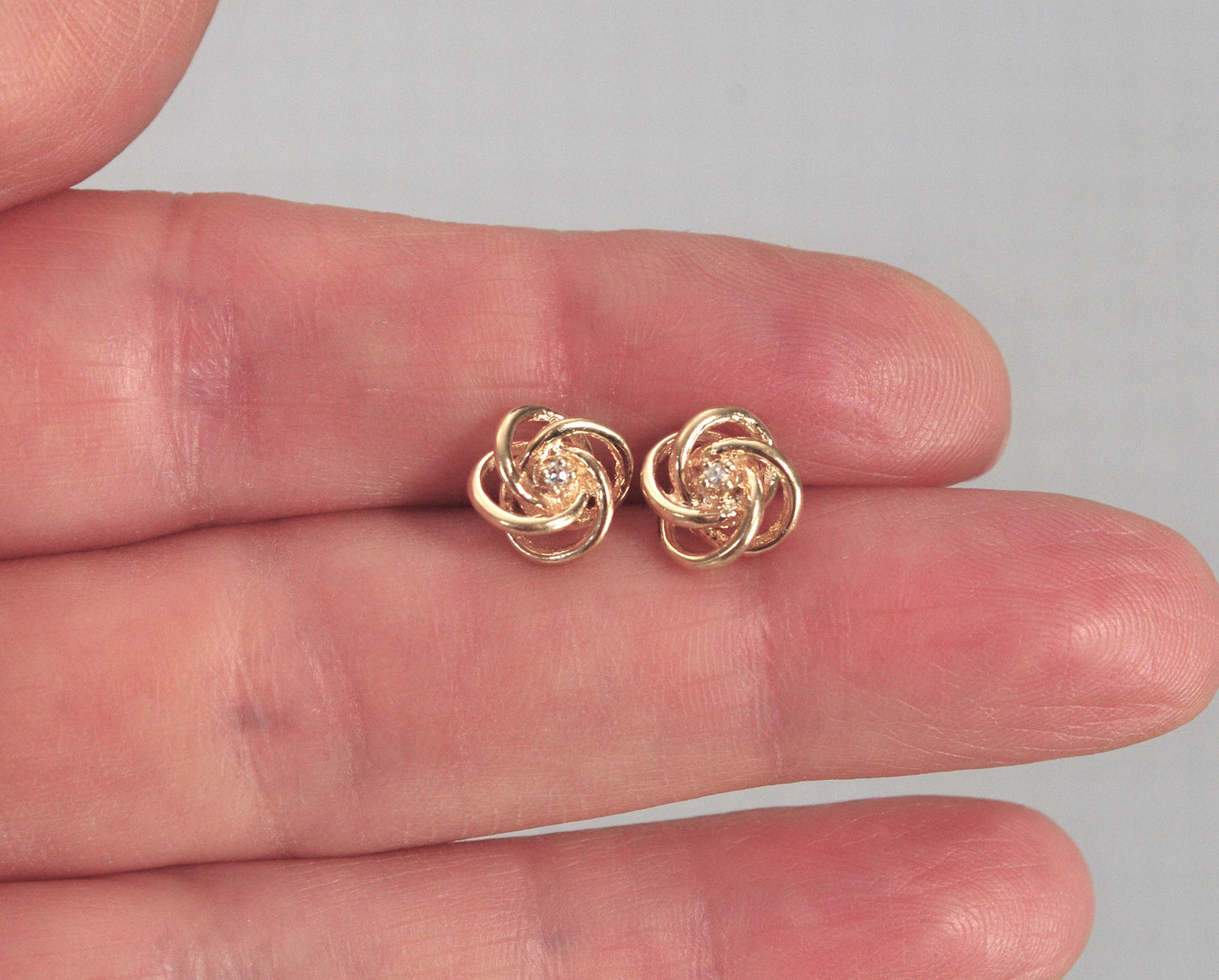 14K Gold Diamond Knot Stud Earrings