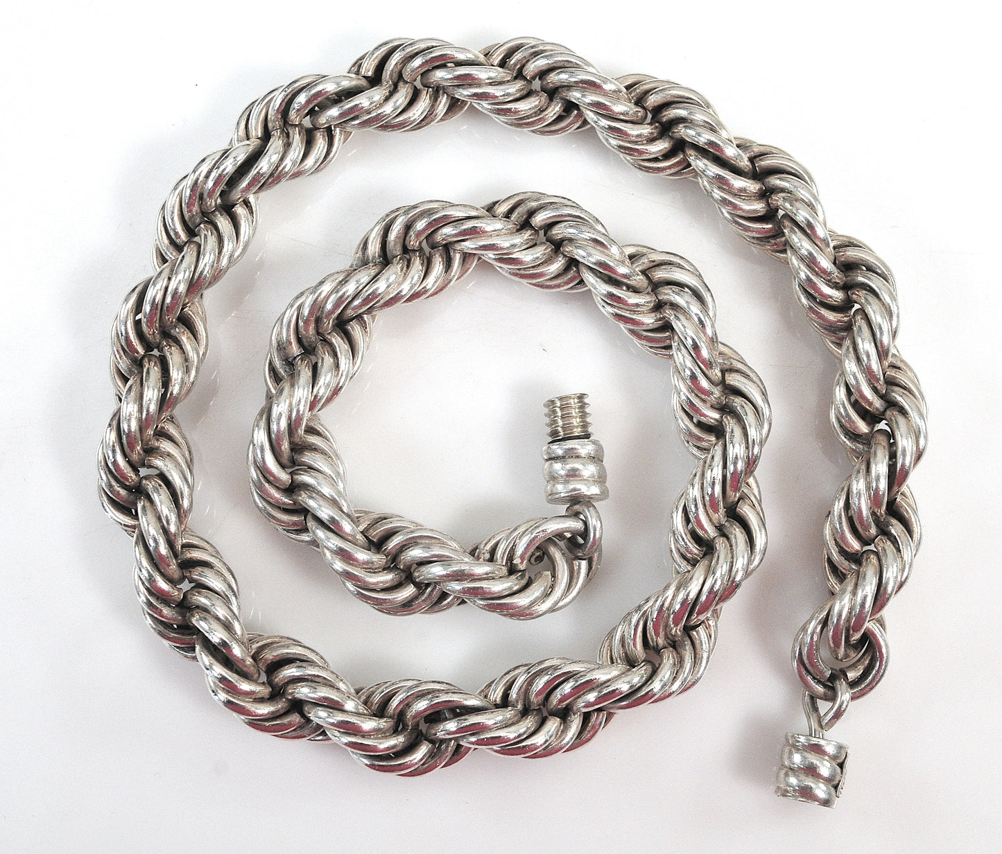 Vintage Taxco Sterling Silver Rope Necklace | Juan Sandoval Two Trees Spiral Statement (18 inch)