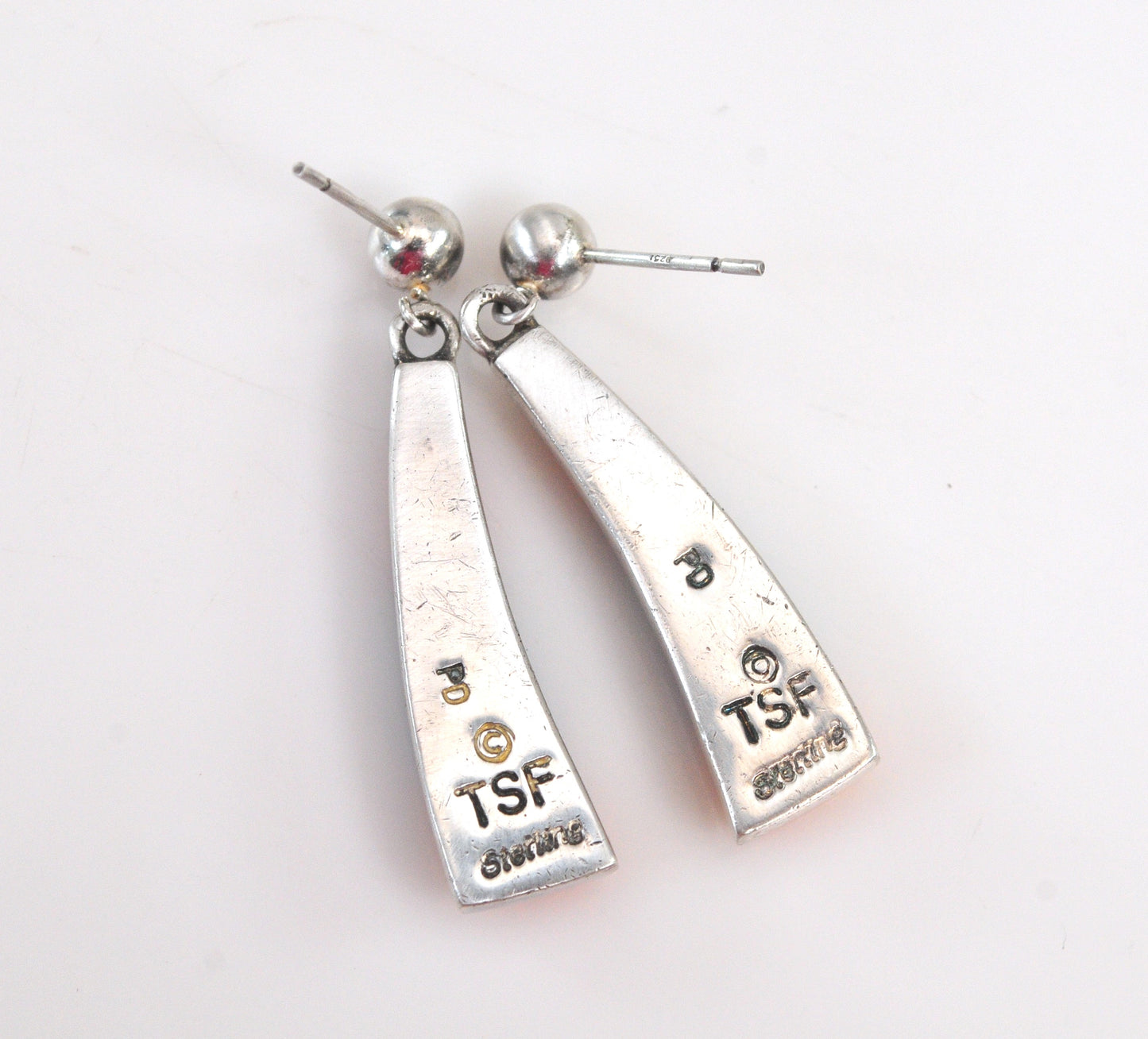 TSF Native American Sterling Silver Inlay Earrings