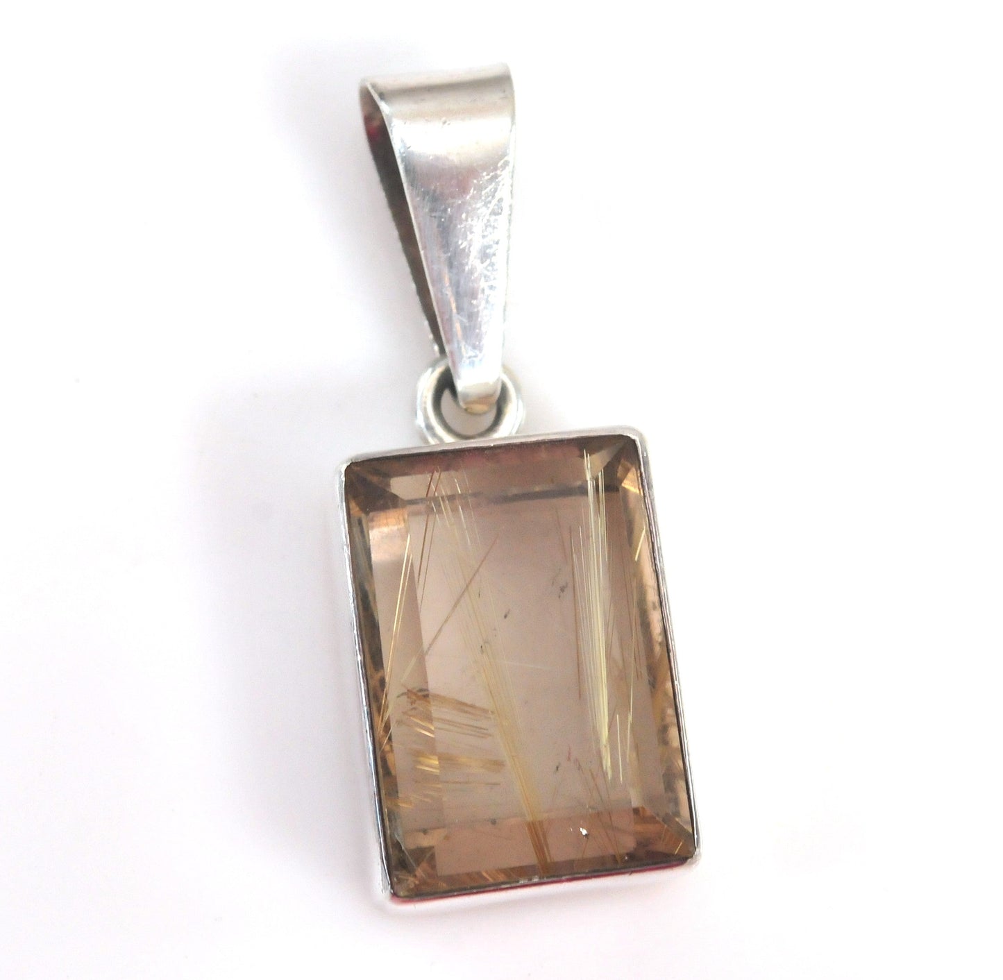 Charles Albert Fine Sterling Silver Rutilated Quartz Pendant