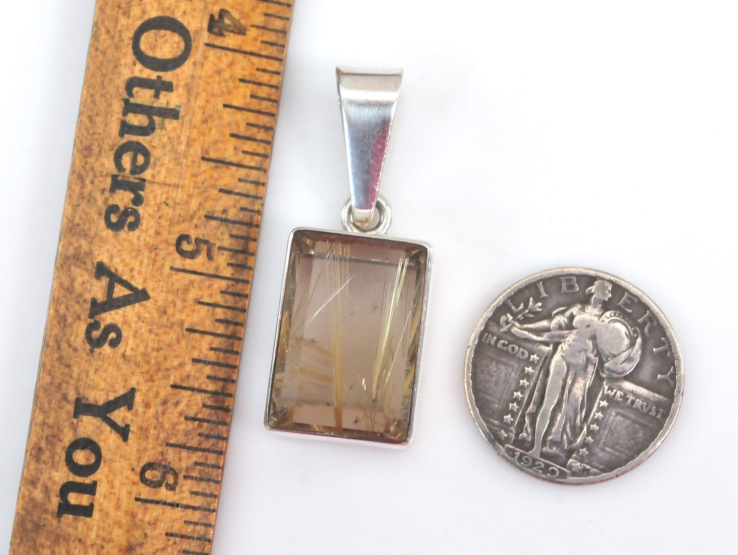 Charles Albert Fine Sterling Silver Rutilated Quartz Pendant
