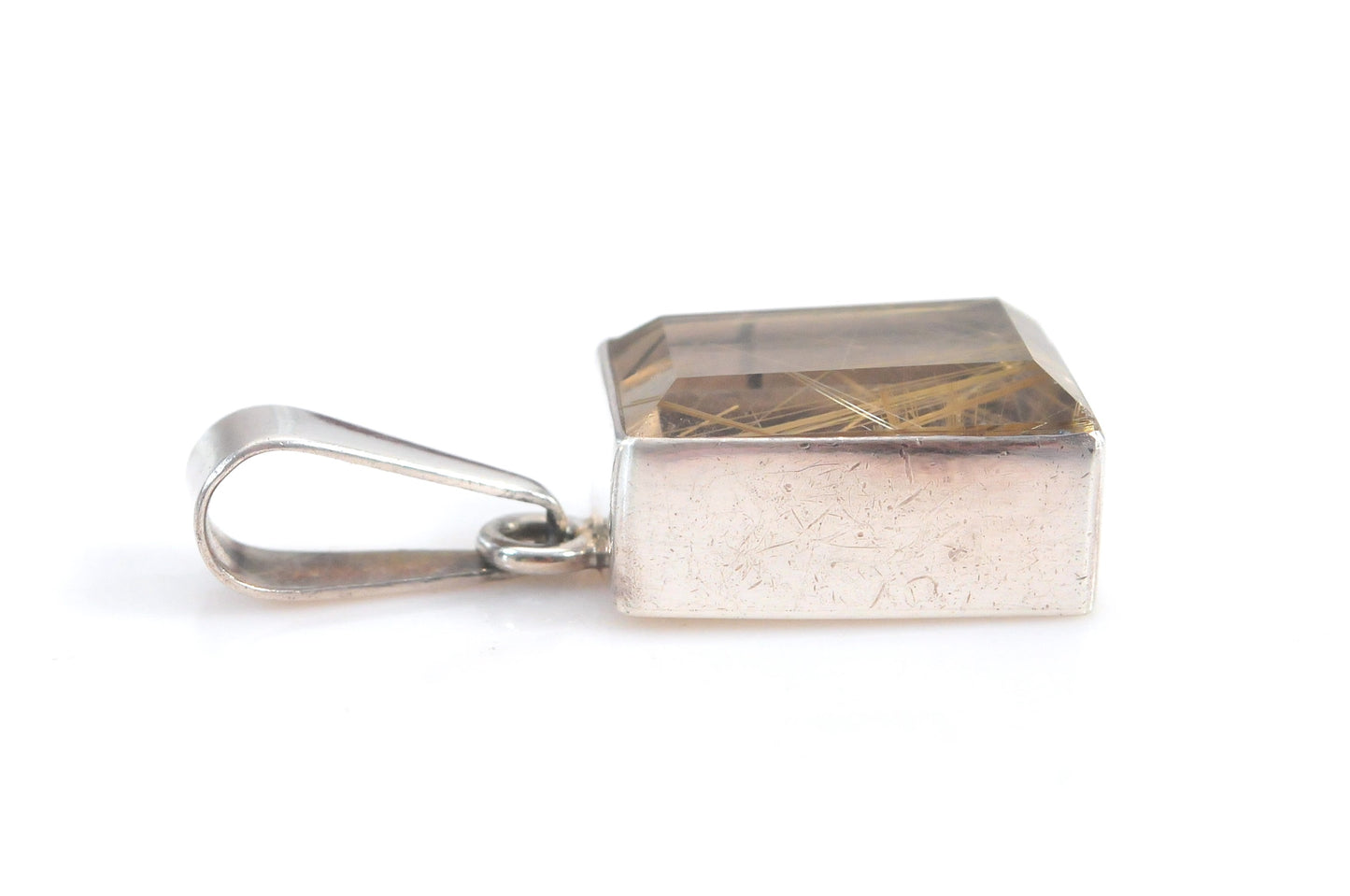 Charles Albert Fine Sterling Silver Rutilated Quartz Pendant